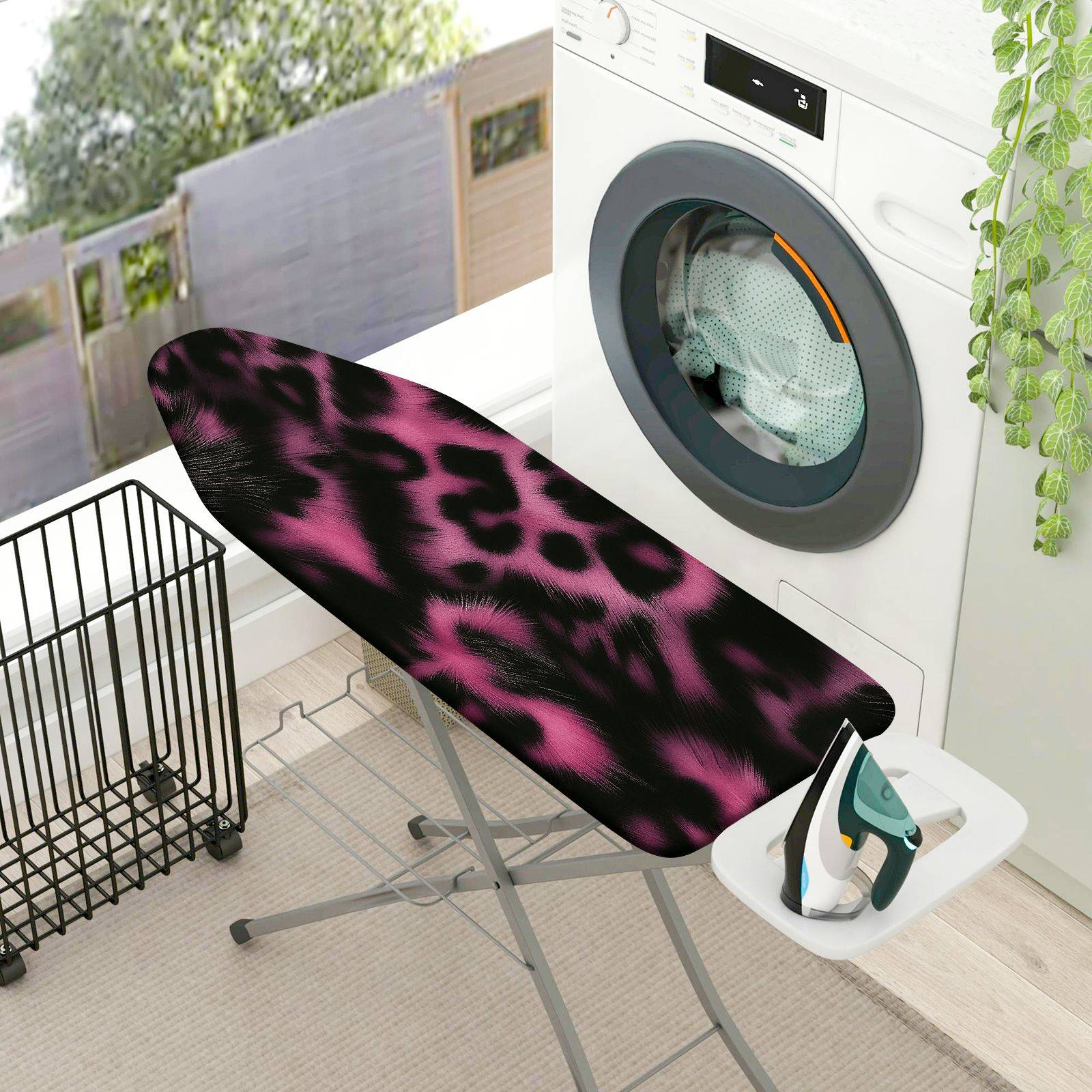 1-Piece Leopard Pattern Pink Black Style  Ironing Board Cover, Universal Size, Without Board