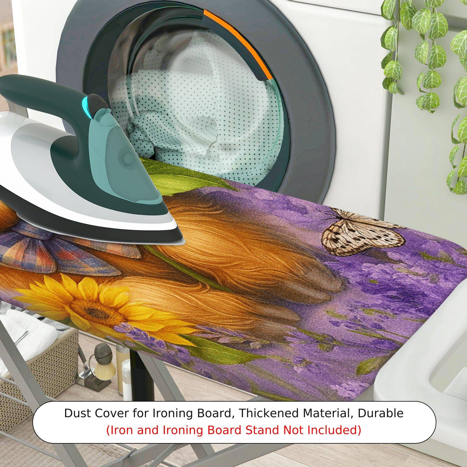 1-Piece Cow Art Floral Animal  Ironing Board Cover, Universal Size, Without Board