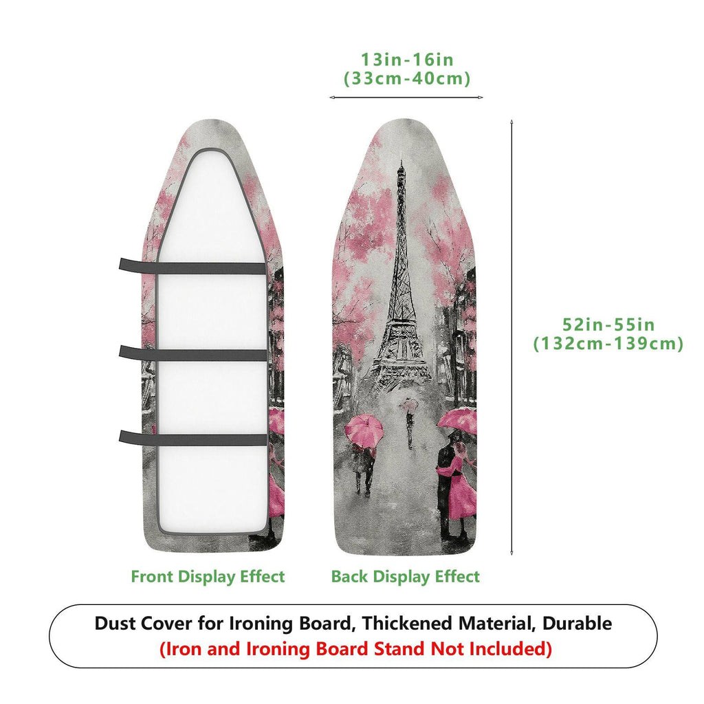 1-Piece Paris Eiffel Tower Pink Umbrellas  Ironing Board Cover, Universal Size, Without Board