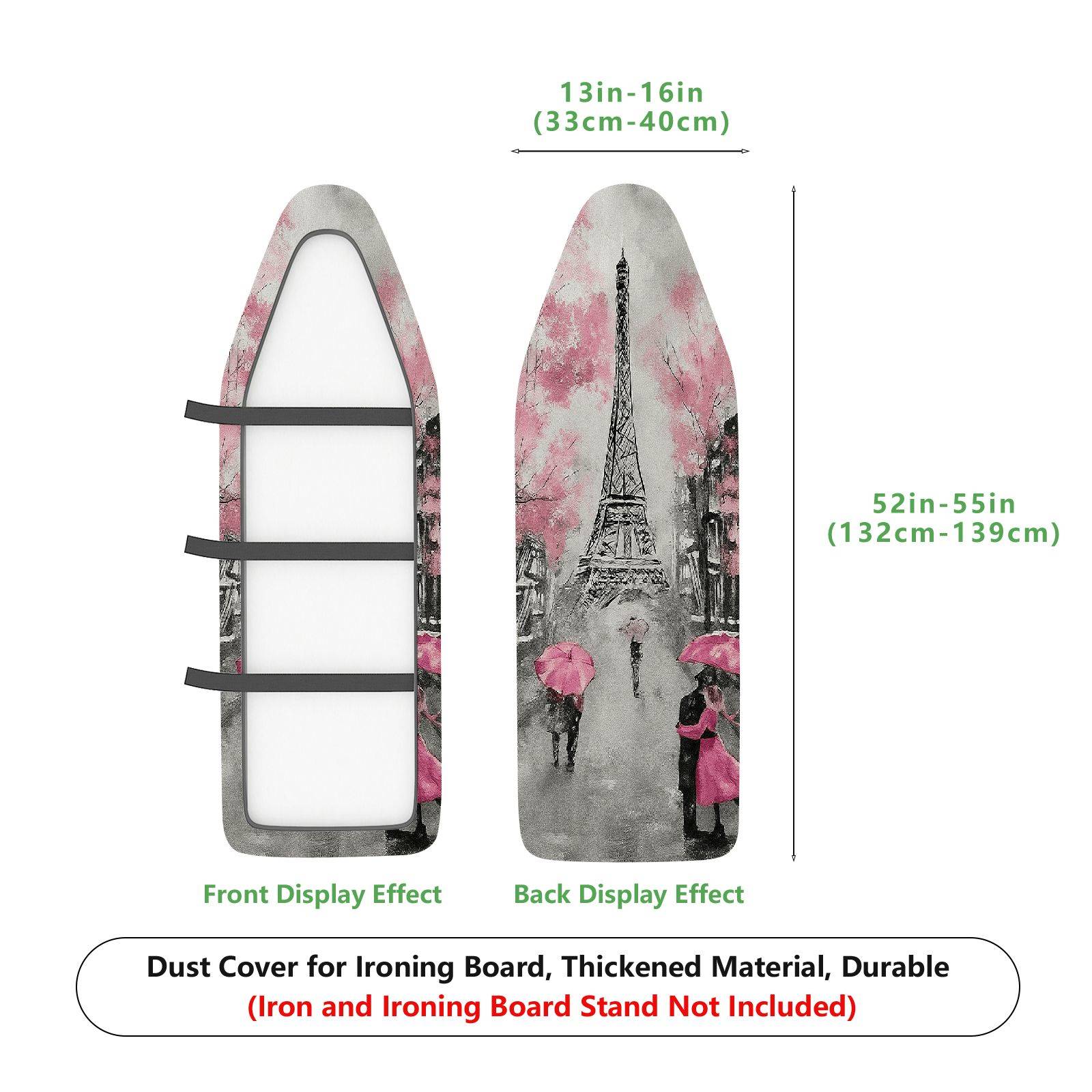 1-Piece Paris Eiffel Tower Pink Umbrellas  Ironing Board Cover, Universal Size, Without Board