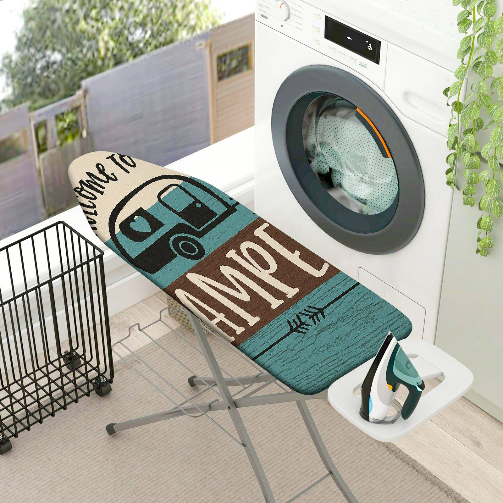 1-Piece Camper Retro Travel Adventure  Ironing Board Cover, Universal Size, Without Board