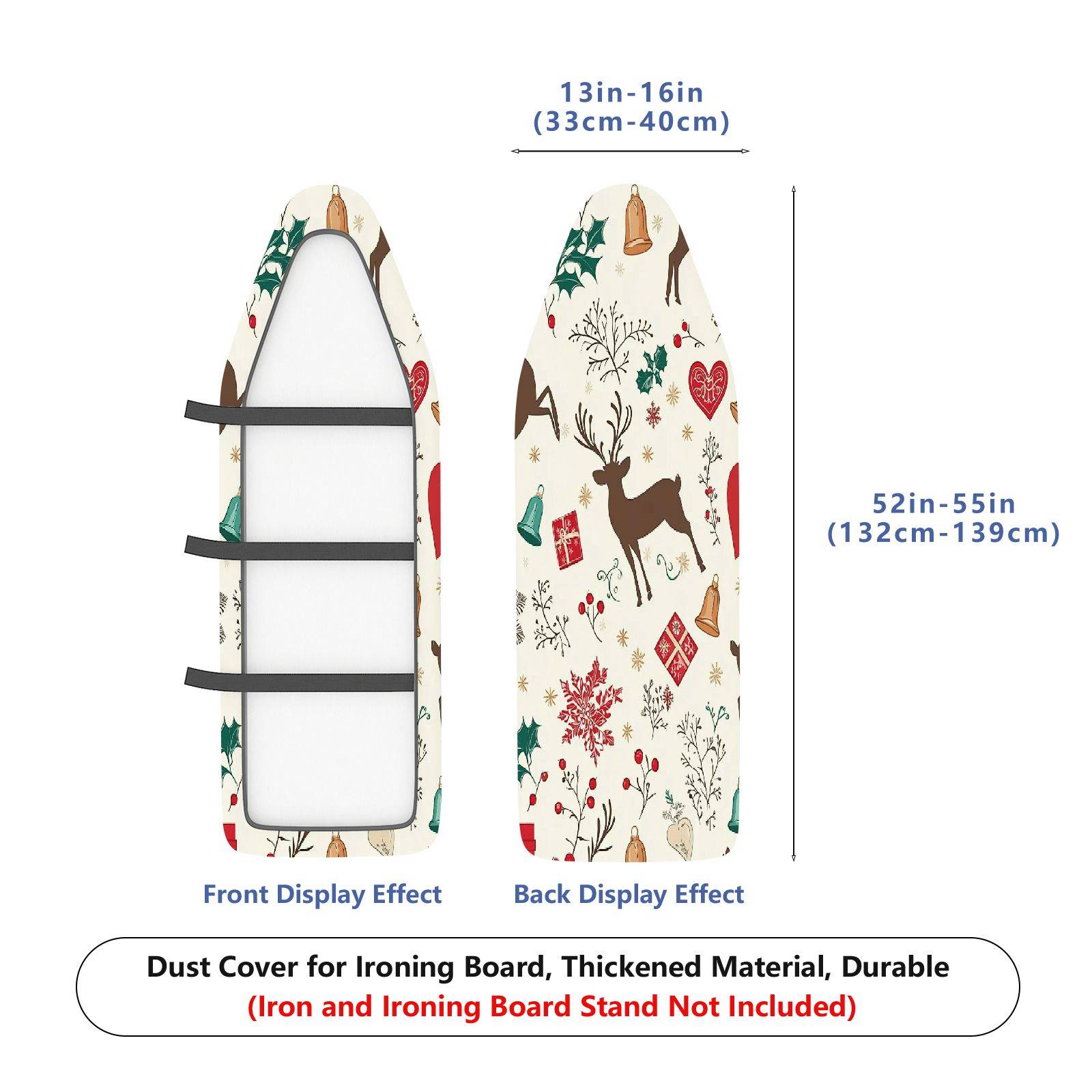 1-Piece Christmas Reindeer Snowflake  Ironing Board Cover, Universal Size, Without Board