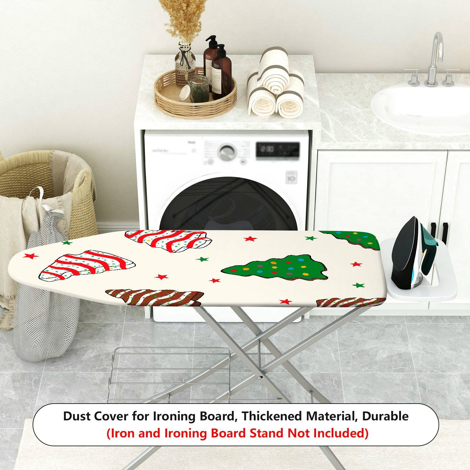 1-Piece Christmas Tree Star Bell  Ironing Board Cover, Universal Size, Without Board