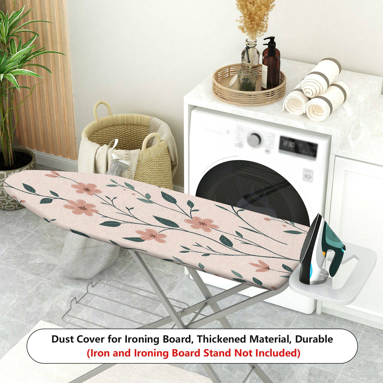 1-Piece Floral Beige Leaf  Ironing Board Cover, Universal Size, Without Board