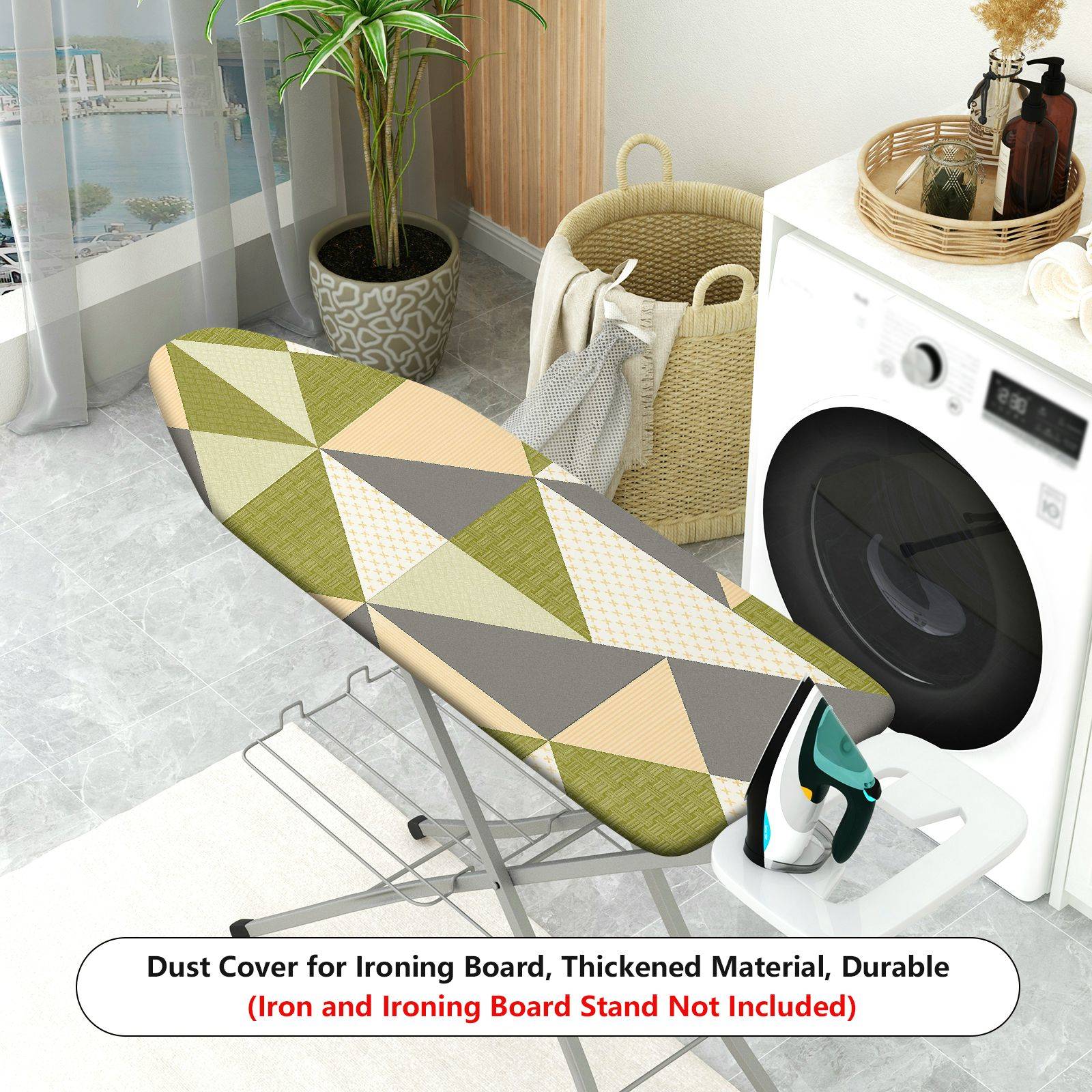 1-Piece Geometric Pattern Green Beige Gray  Ironing Board Cover, Universal Size, Without Board