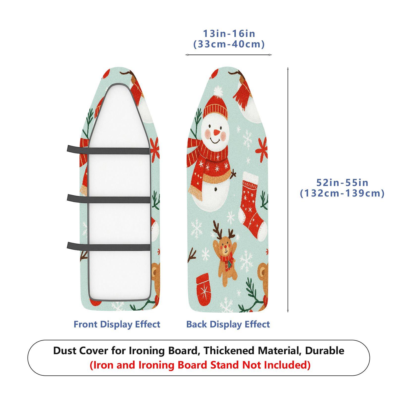 1-Piece Christmas Snowman Reindeer Santa  Ironing Board Cover, Universal Size, Without Board