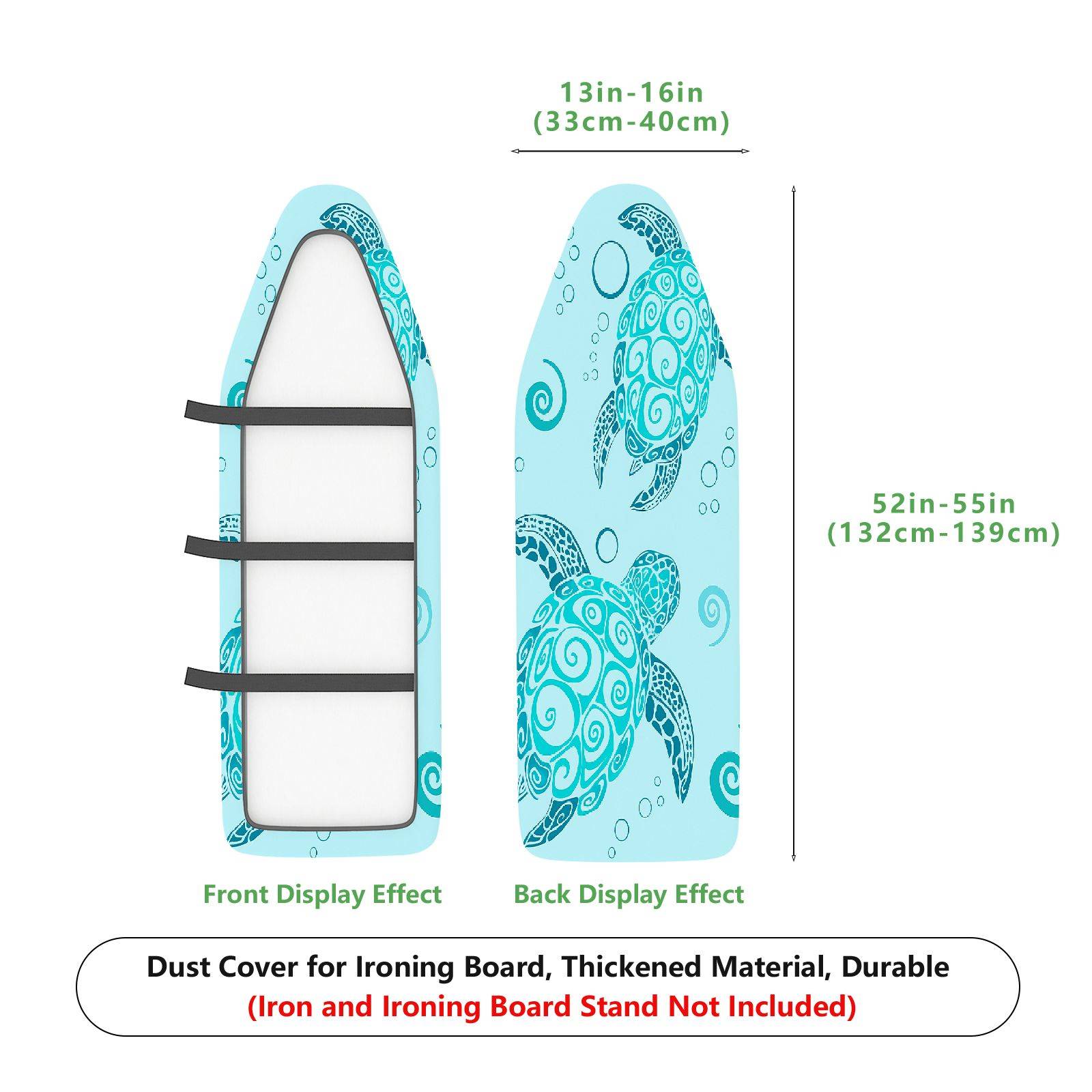 1-Piece Turtle Ocean Swirl  Ironing Board Cover, Universal Size, Without Board