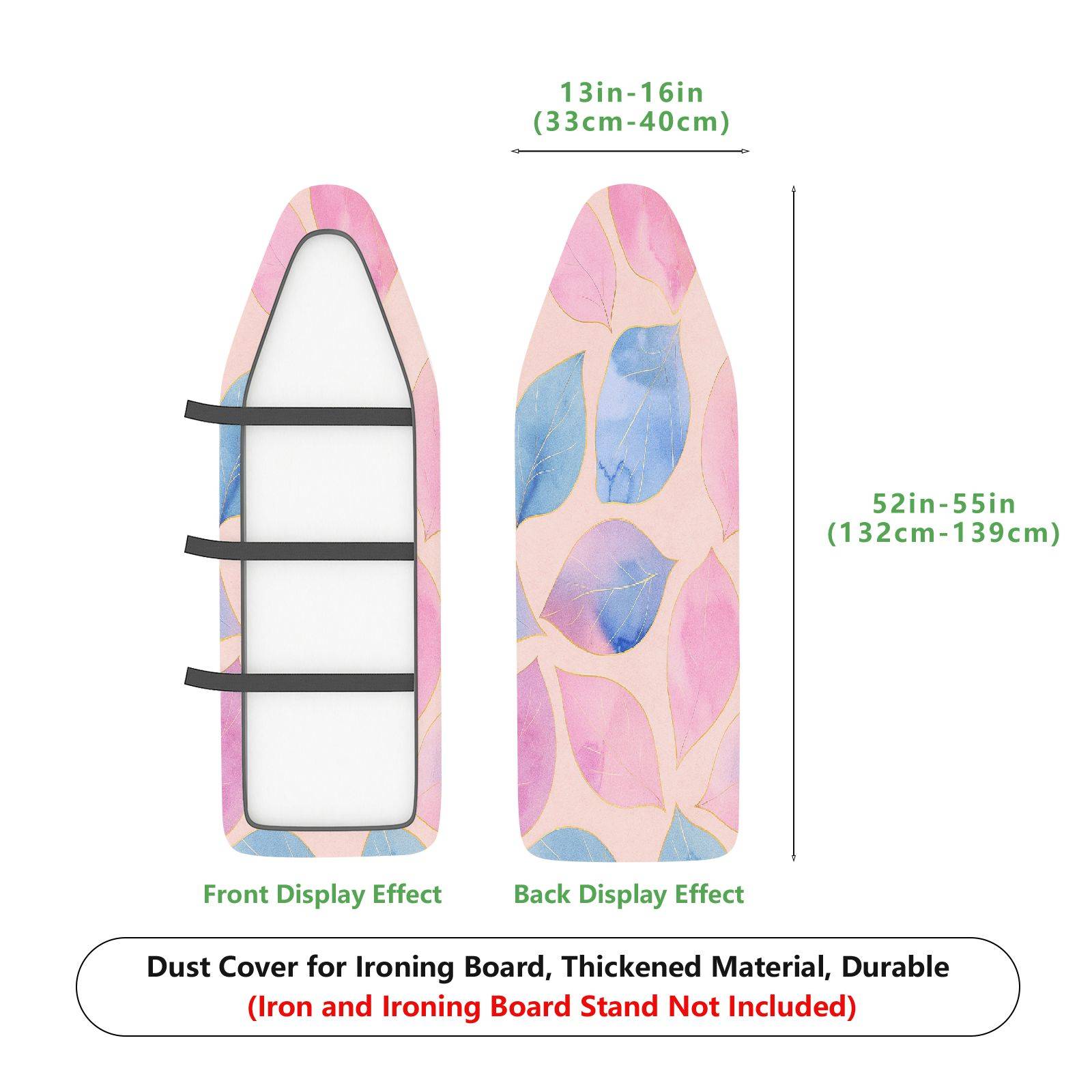 1-Piece Pink Blue Leaf Pattern  Ironing Board Cover, Universal Size, Without Board