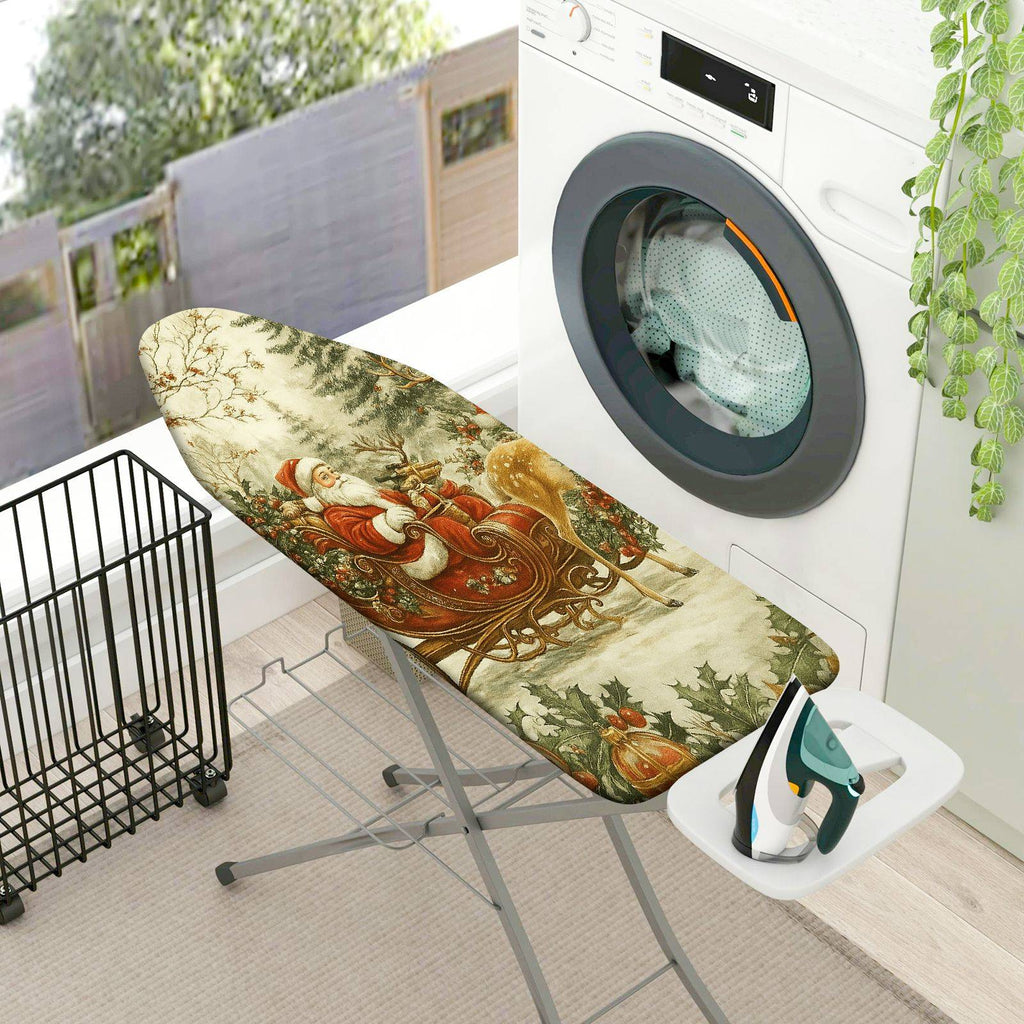 1-Piece Santa Claus Sleigh Reindeer Christmas  Ironing Board Cover, Universal Size, Without Board