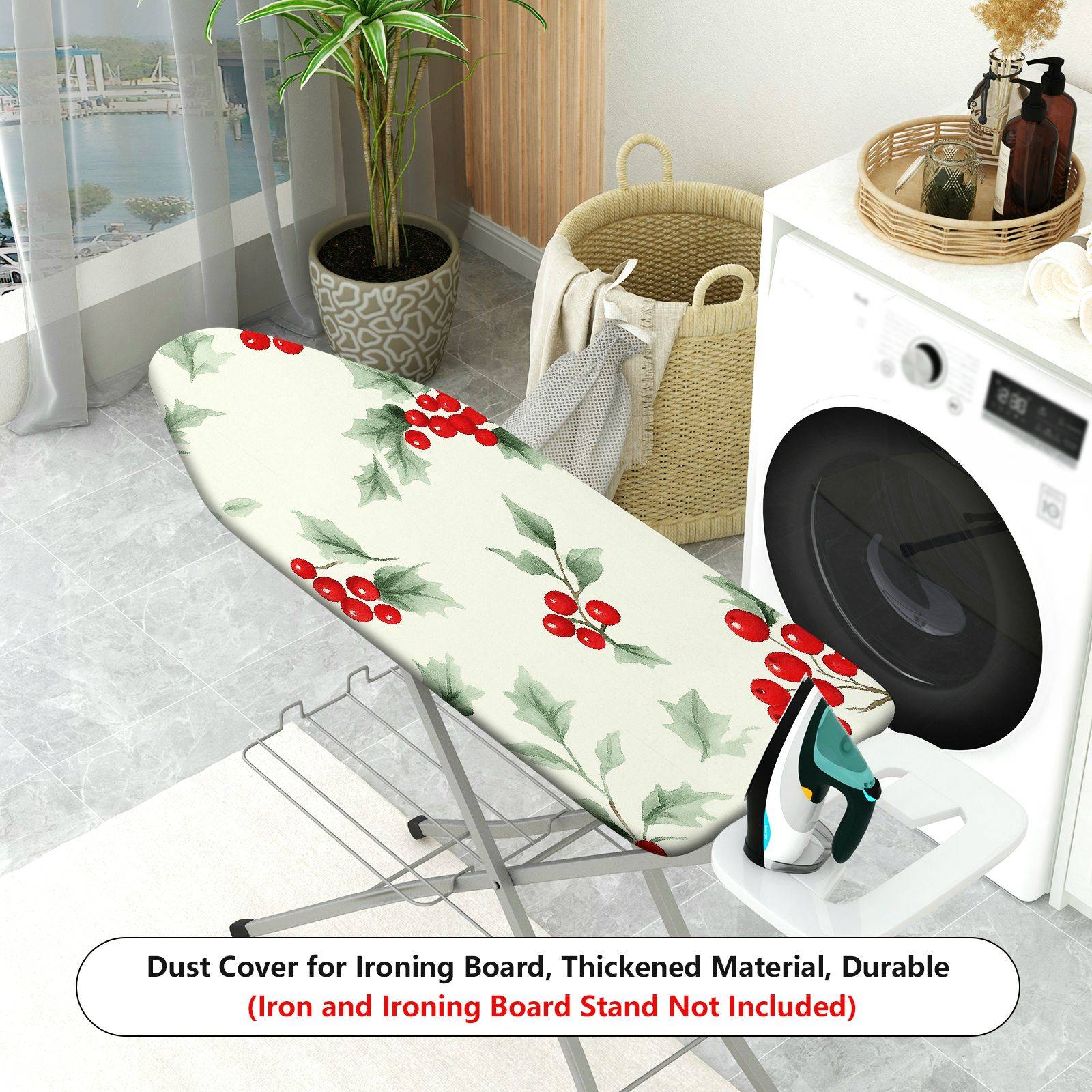 1-Piece Christmas Berry Holly  Ironing Board Cover, Universal Size, Without Board
