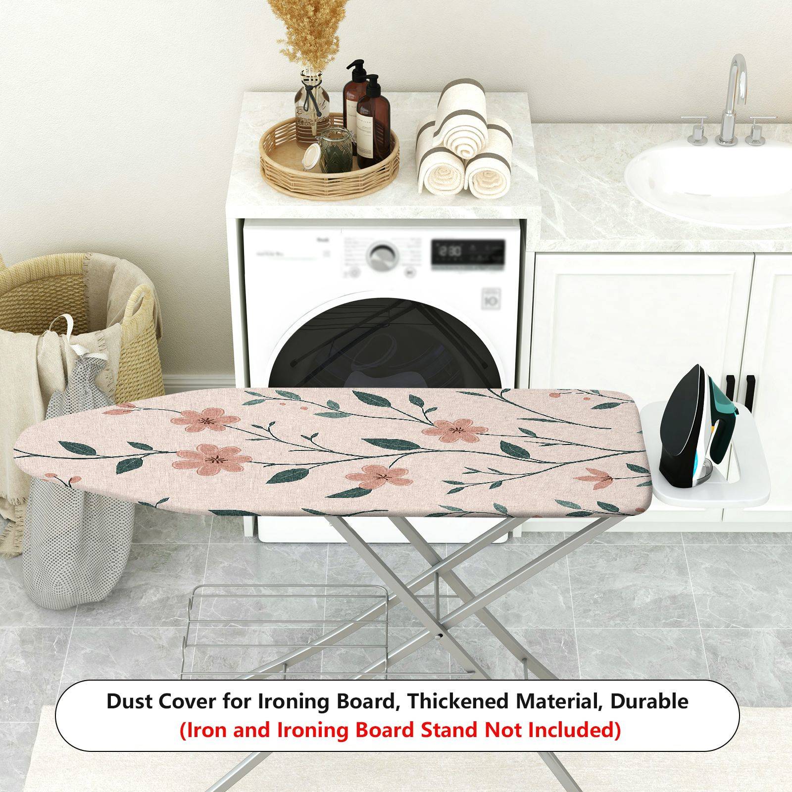 1-Piece Floral Beige Leaf  Ironing Board Cover, Universal Size, Without Board