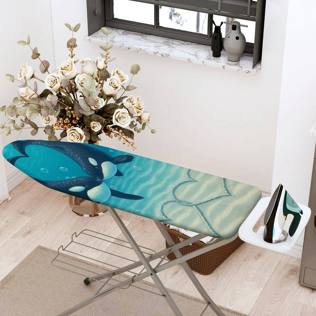 1-Piece Whale Ocean Blue  Ironing Board Cover, Universal Size, Without Board