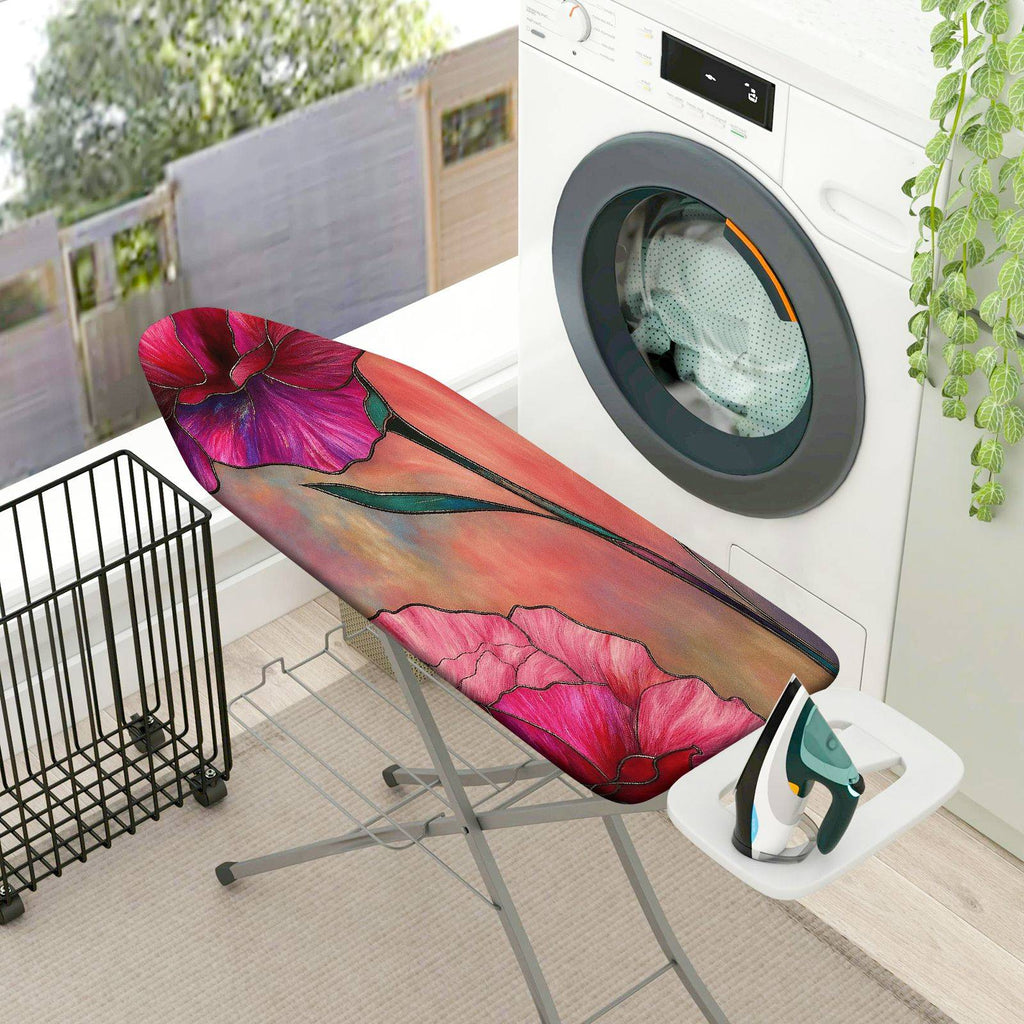 1-Piece Floral Art Pink Flower  Ironing Board Cover, Universal Size, Without Board
