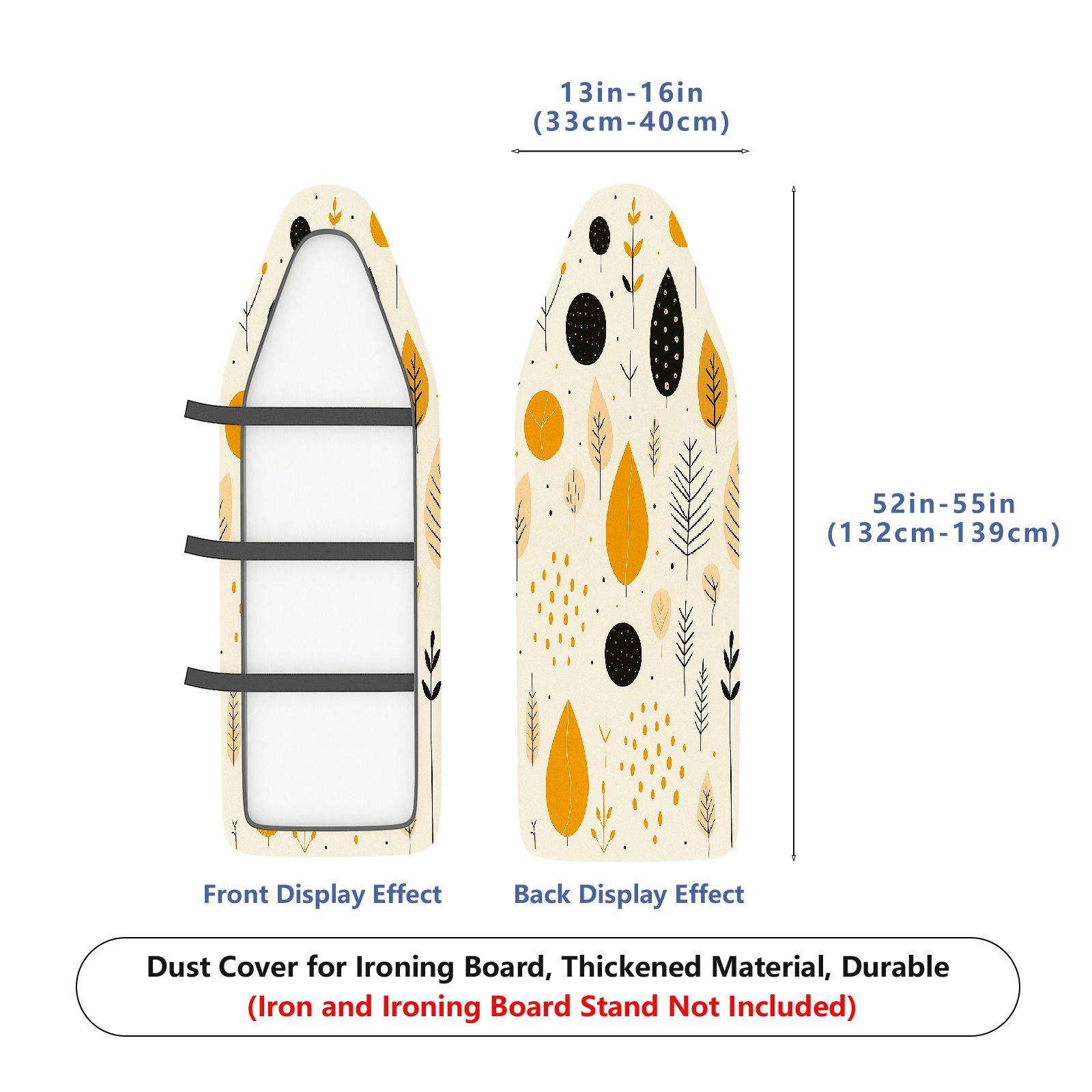 1-Piece Abstract Yellow Leaf Pattern Autumn Theme  Ironing Board Cover, Universal Size, Without Board