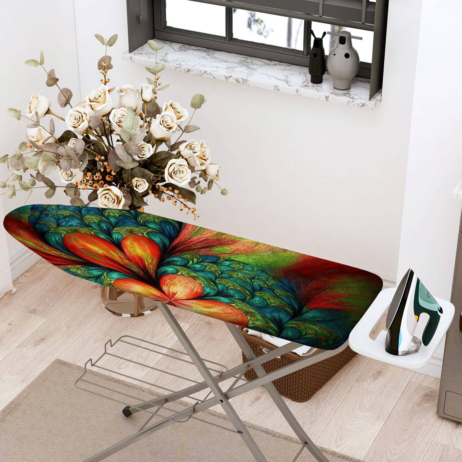 1-Piece Abstract Colorful Floral  Ironing Board Cover, Universal Size, Without Board