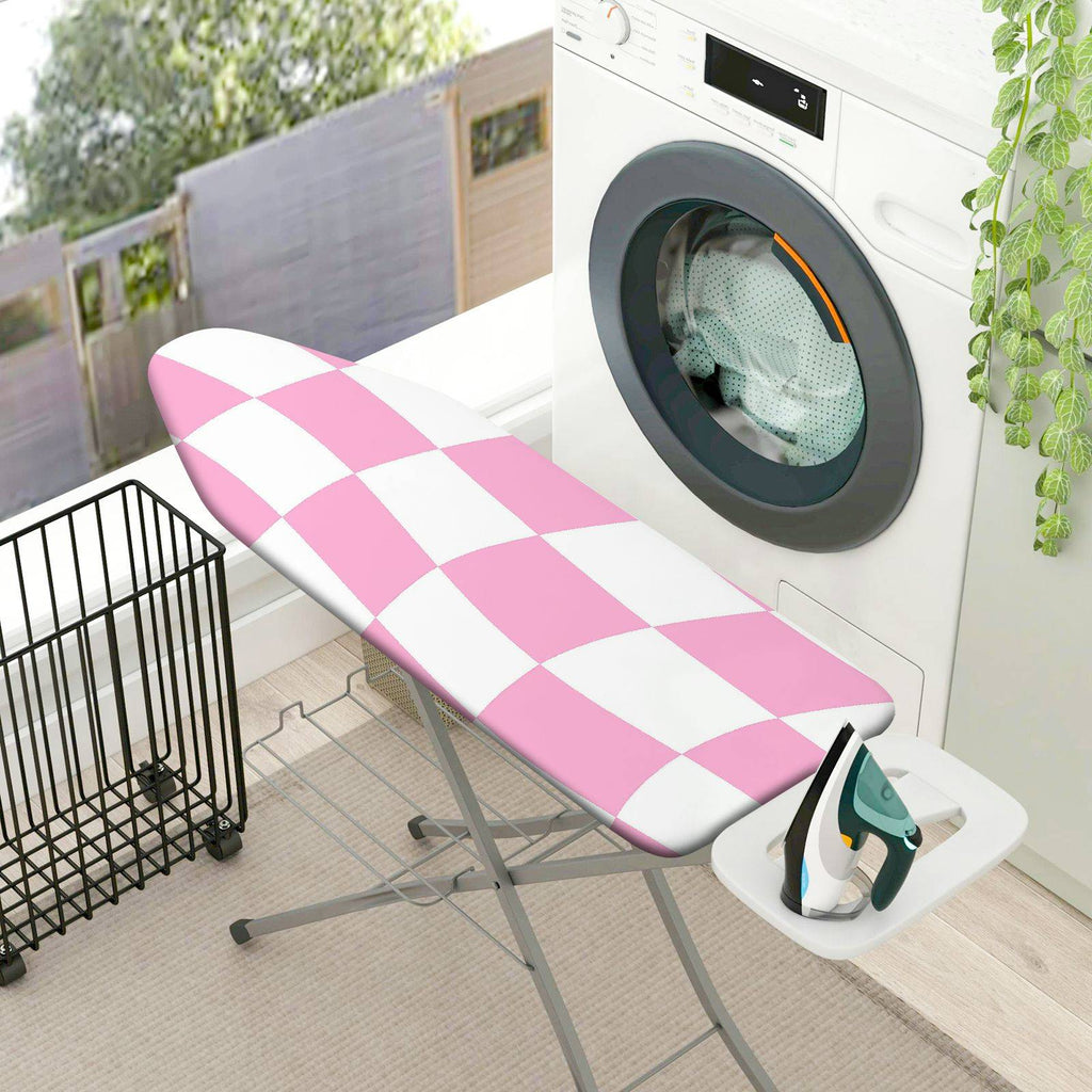 1-Piece Pink Checkerboard Geometric Pattern  Ironing Board Cover, Universal Size, Without Board