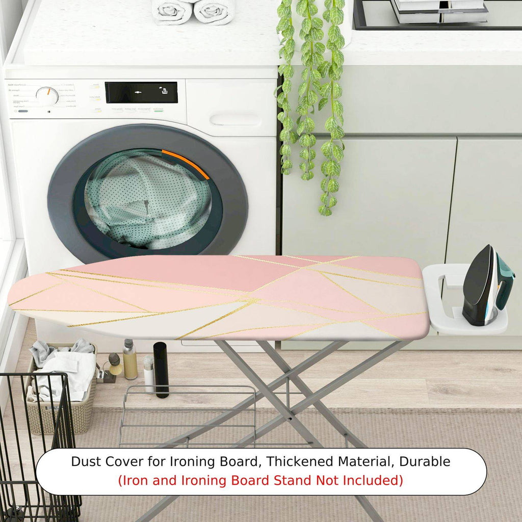 1-Piece Geometric Golden Pink Stripe  Ironing Board Cover, Universal Size, Without Board