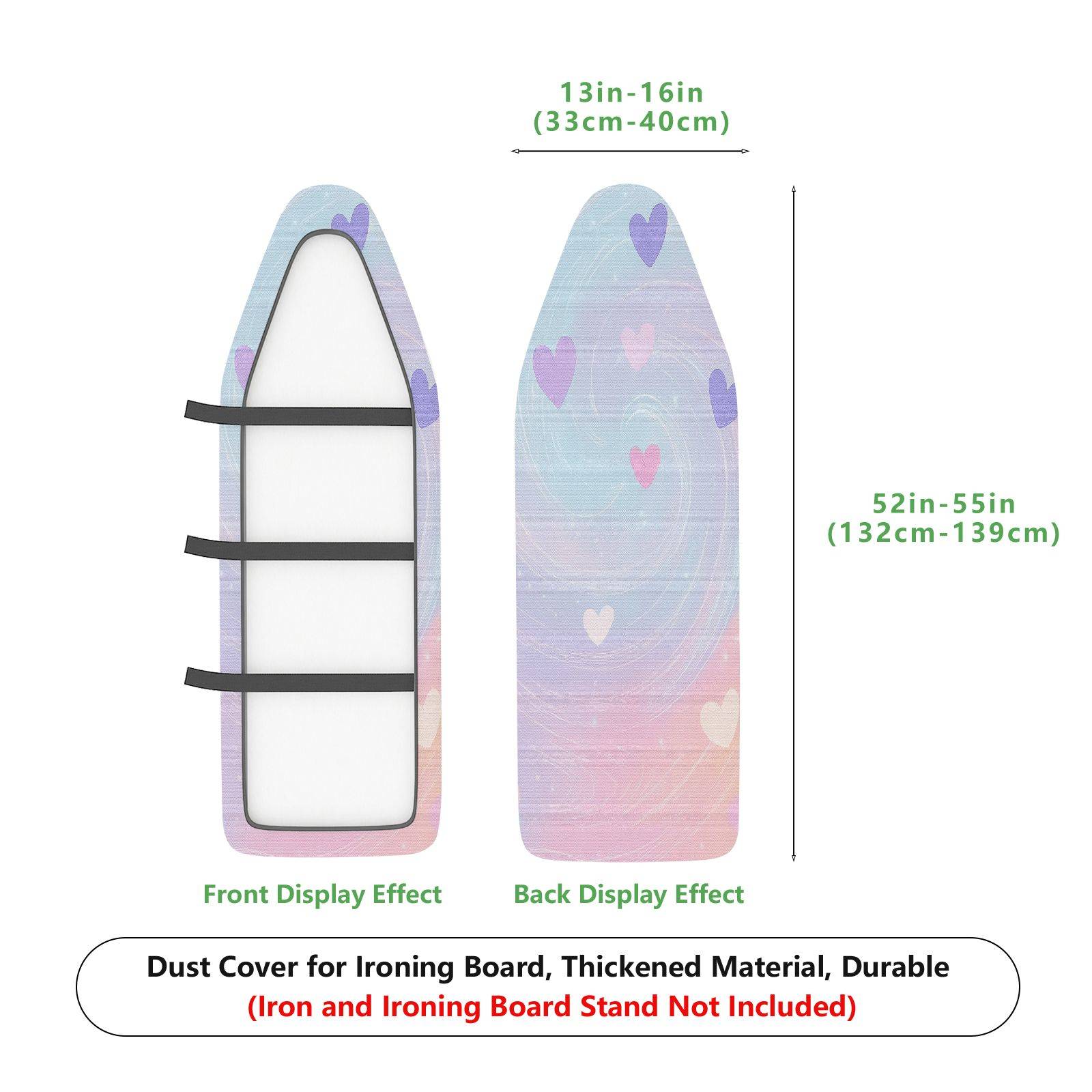 1-Piece Pastel Heart Pattern Pretty Pink  Ironing Board Cover, Universal Size, Without Board