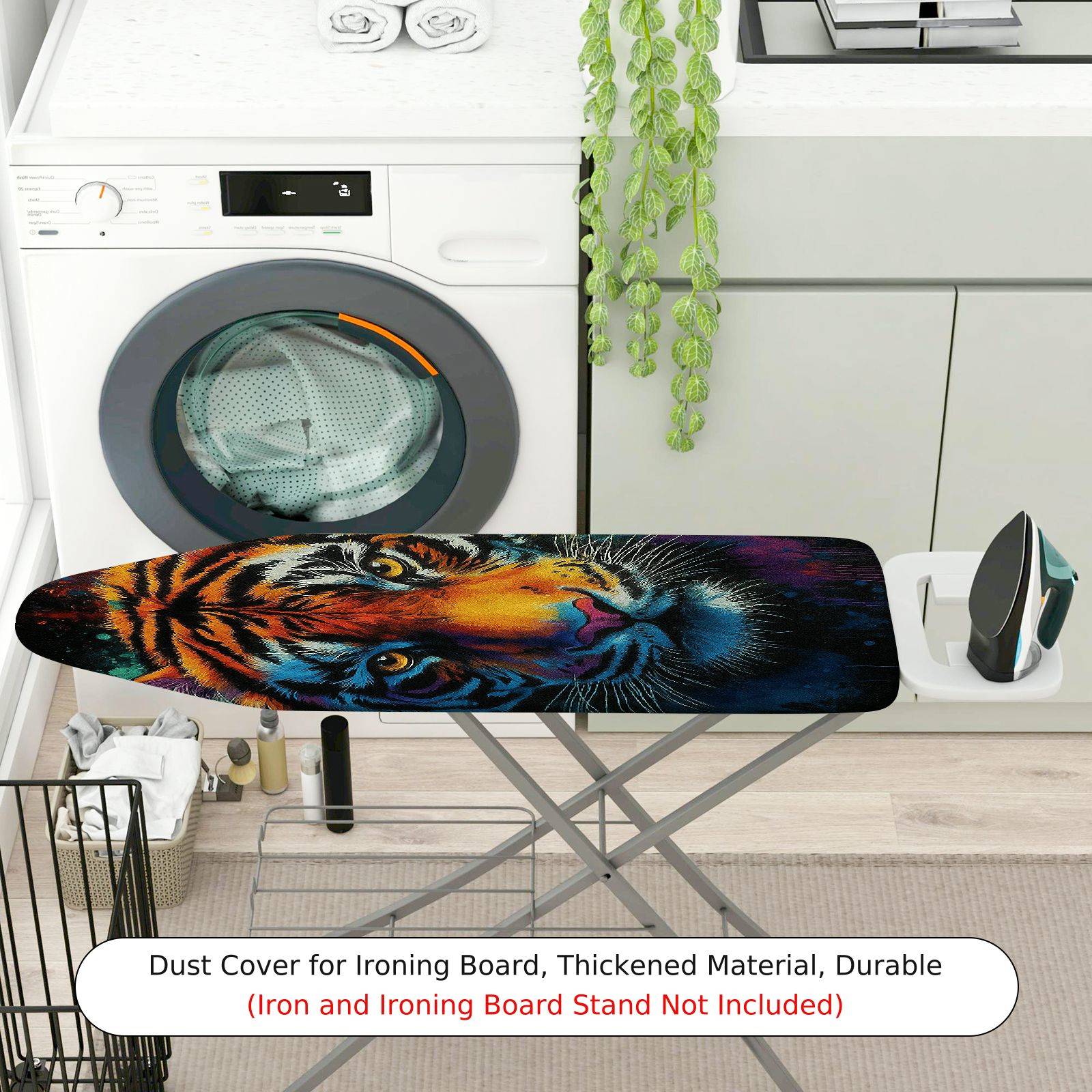 1-Piece Tiger Art Colorful Animal  Ironing Board Cover, Universal Size, Without Board