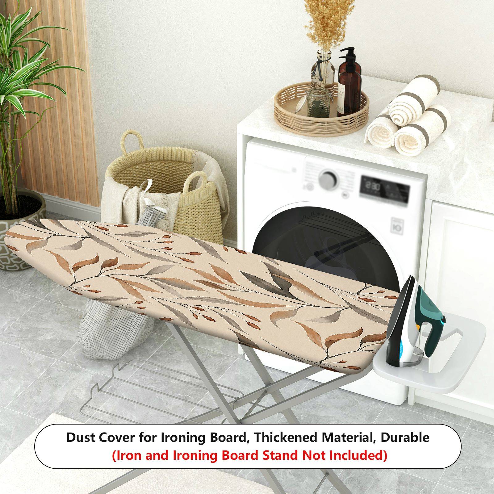 1-Piece Leaf Pattern Brown Beige Abstract Design  Ironing Board Cover, Universal Size, Without Board