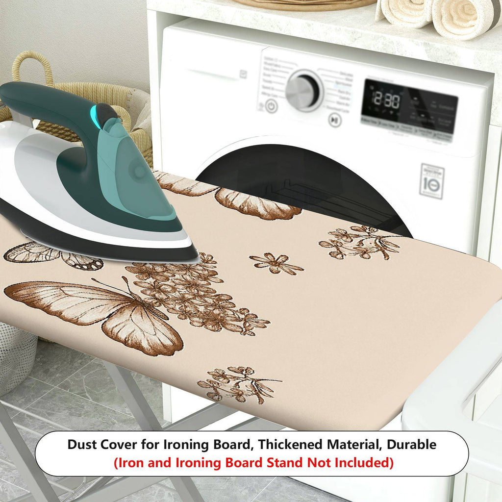 1-Piece Butterflies Flowers Pattern Beige  Ironing Board Cover, Universal Size, Without Board