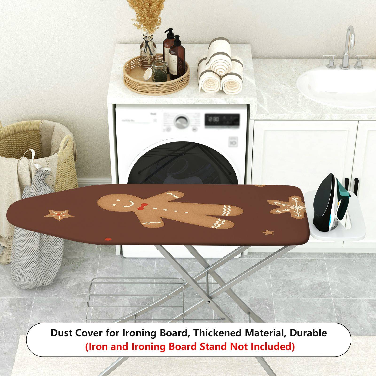 1-Piece Gingerbread Star Christmas  Ironing Board Cover, Universal Size, Without Board