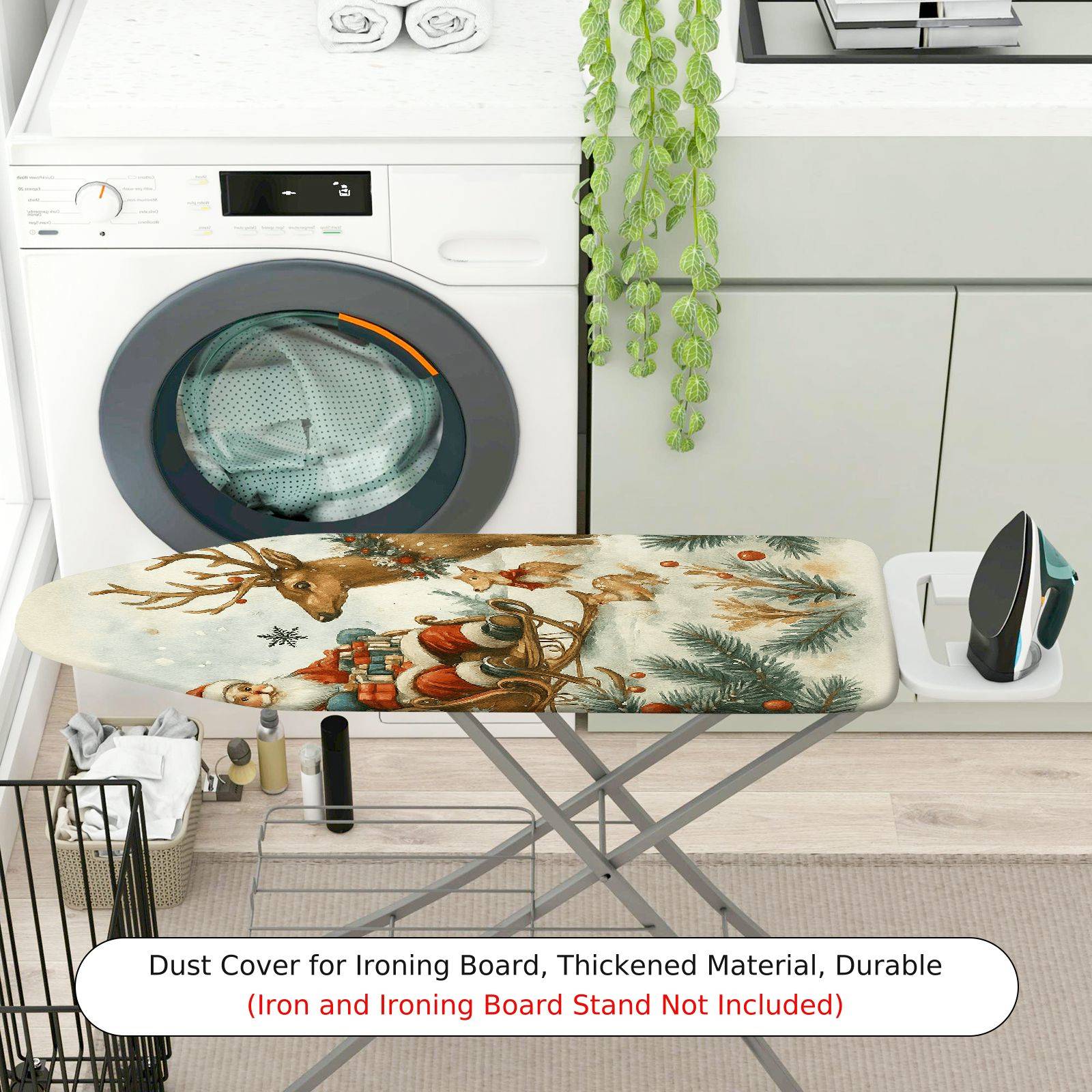 1-Piece Christmas Santa Reindeer  Ironing Board Cover, Universal Size, Without Board