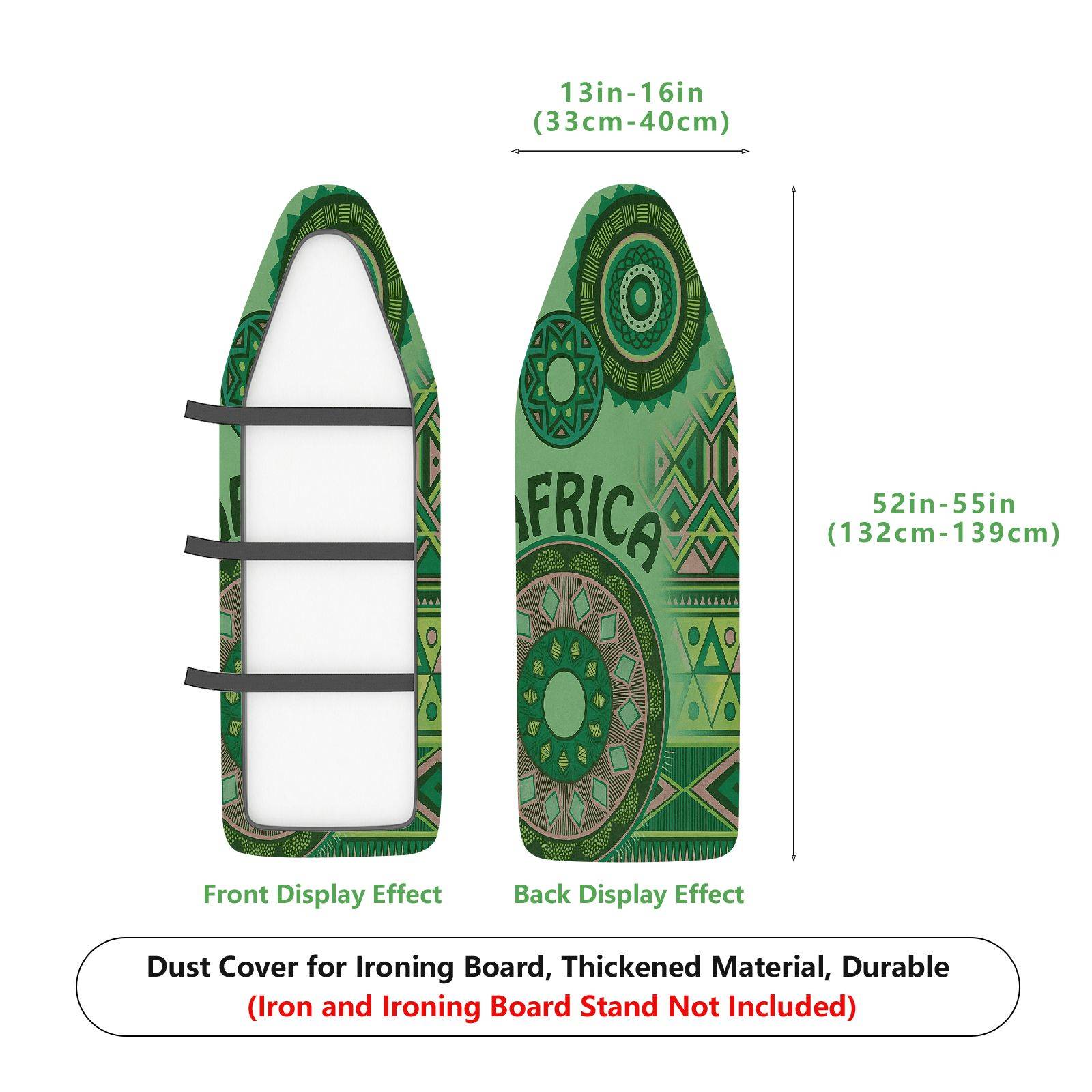 1-Piece African Green Geometric  Ironing Board Cover, Universal Size, Without Board