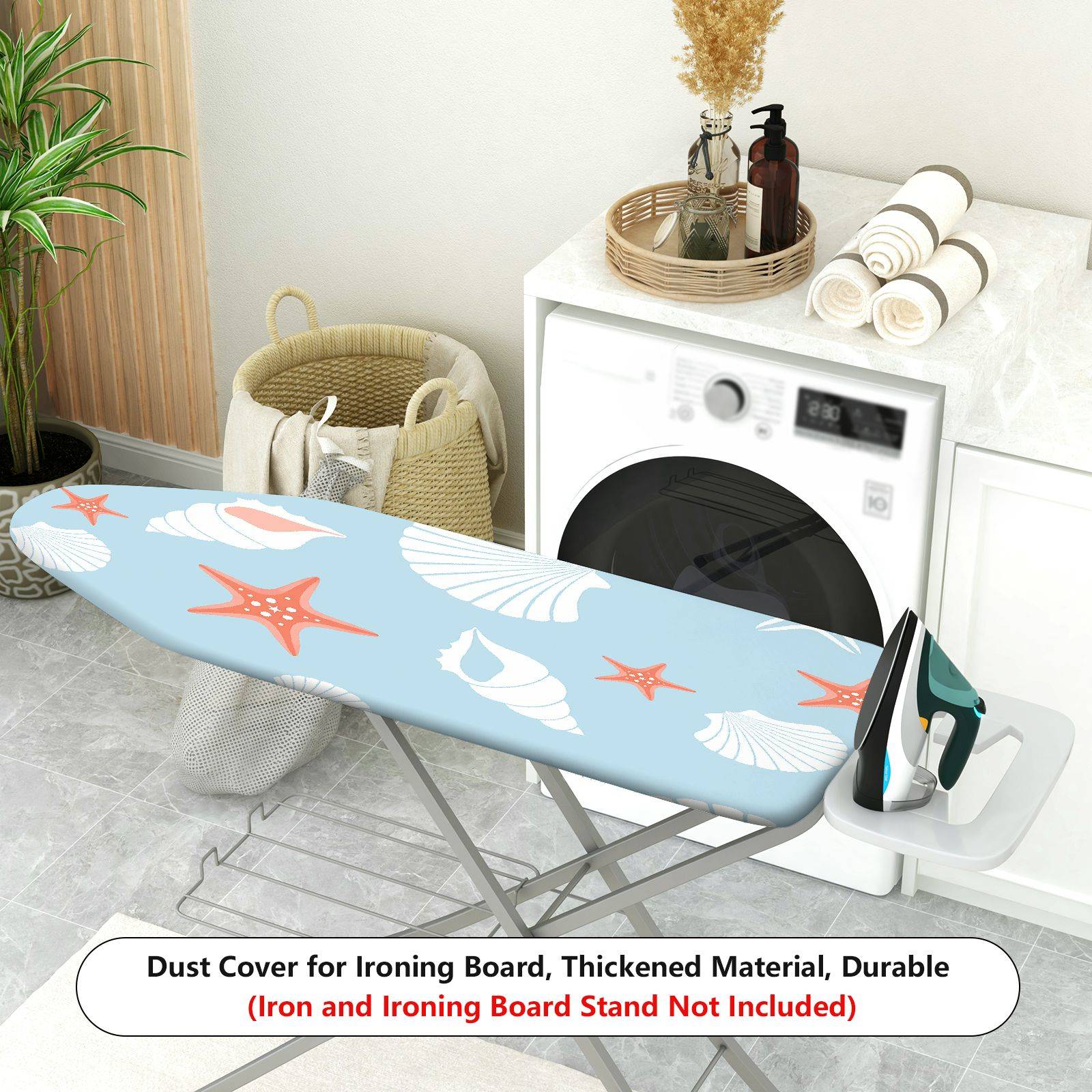 1-Piece Ocean Coastal Seashells  Ironing Board Cover, Universal Size, Without Board