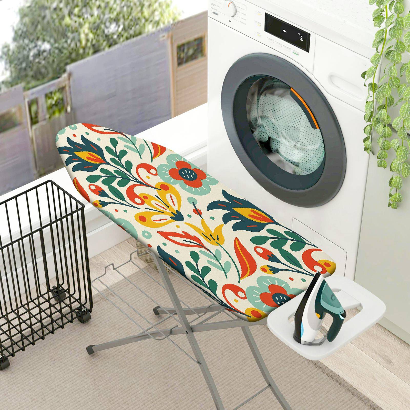 1-Piece Floral Pattern Colorful Abstract Art  Ironing Board Cover, Universal Size, Without Board