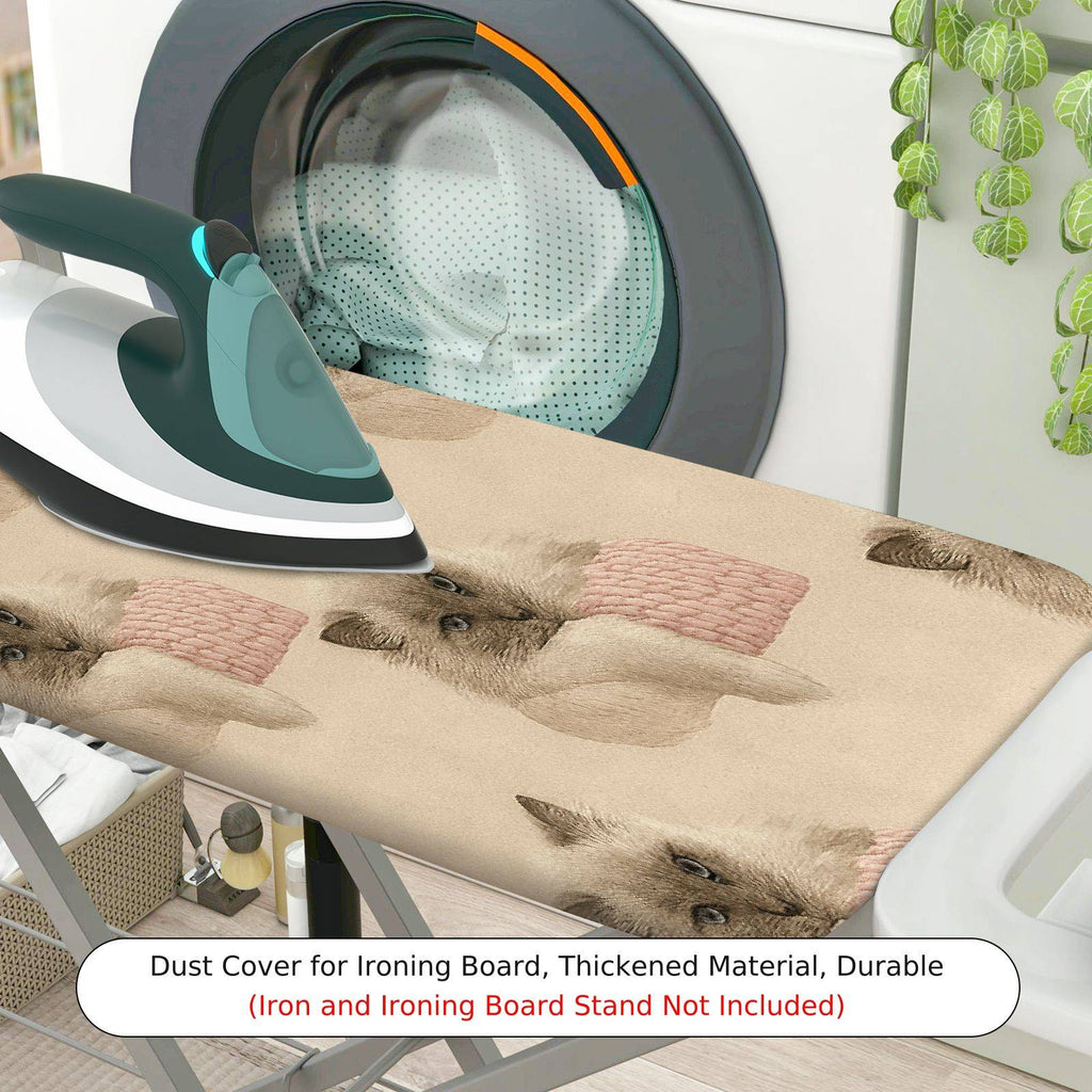 1-Piece Cat Knitting Beige  Ironing Board Cover, Universal Size, Without Board