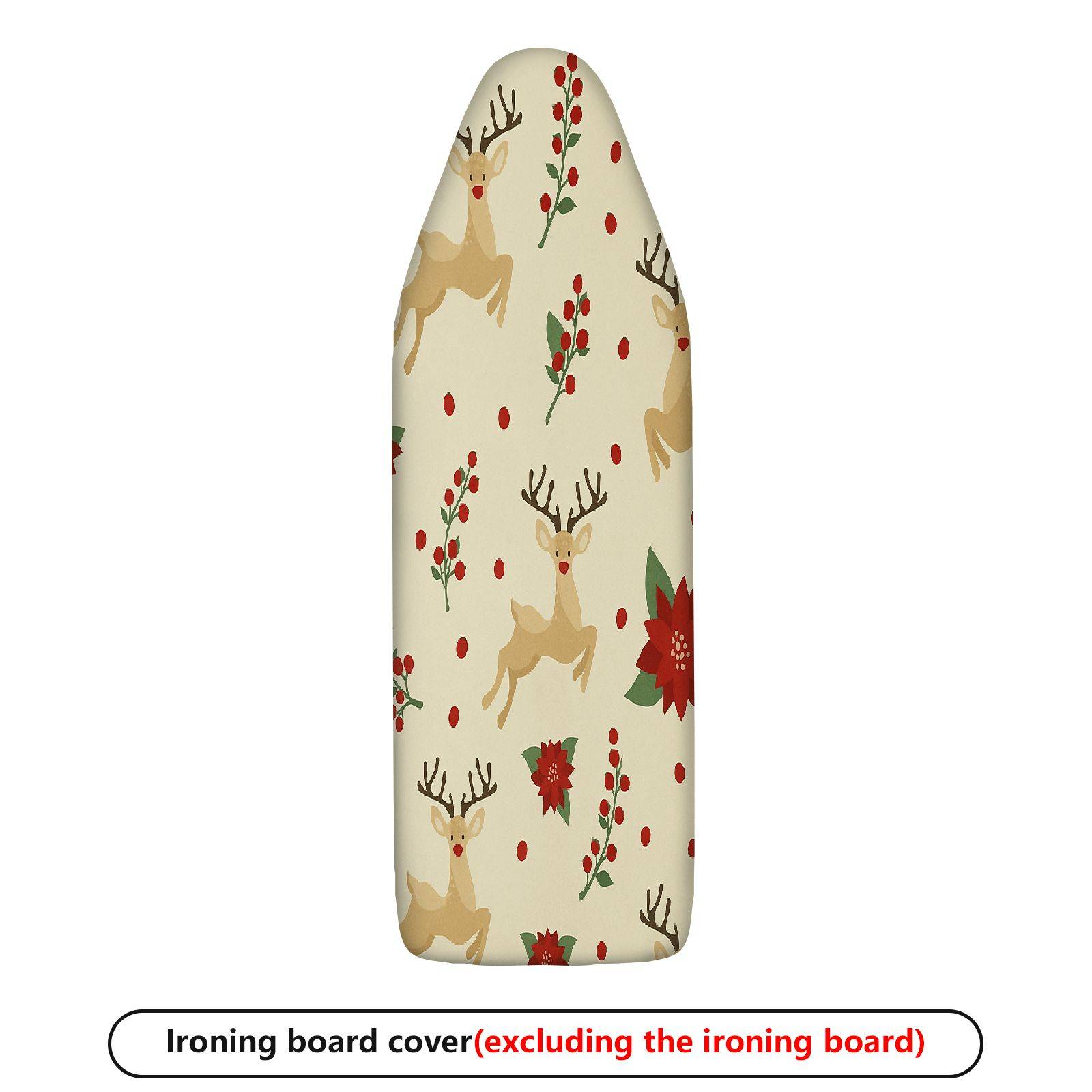 1-Piece Christmas Reindeer Floral  Ironing Board Cover, Universal Size, Without Board