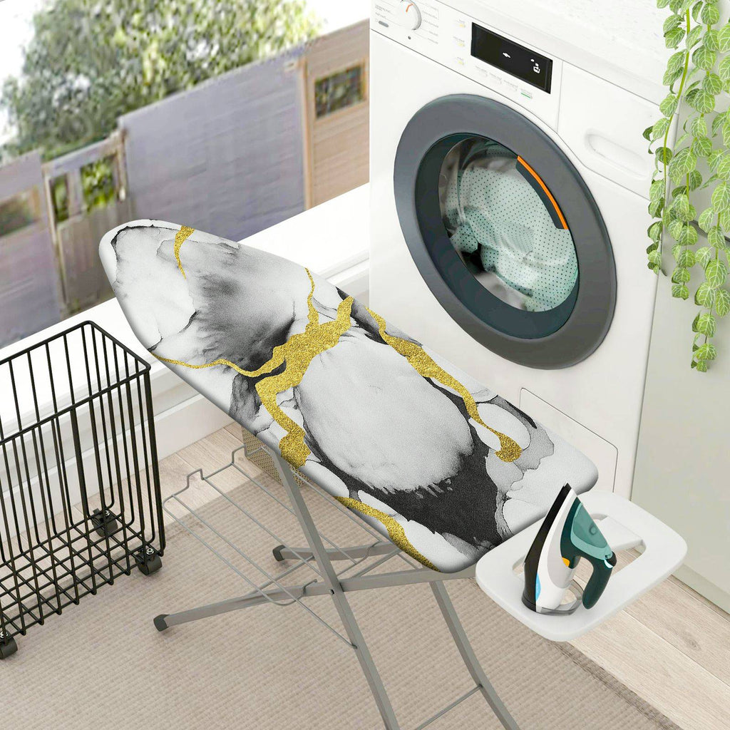 1-Piece Marble Gold Abstract  Ironing Board Cover, Universal Size, Without Board