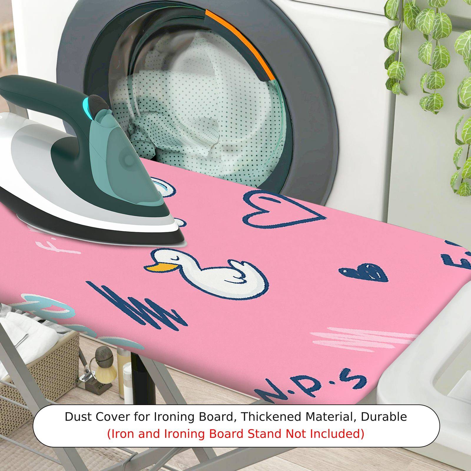 1-Piece Pink  Duck Heart  Ironing Board Cover, Universal Size, Without Board