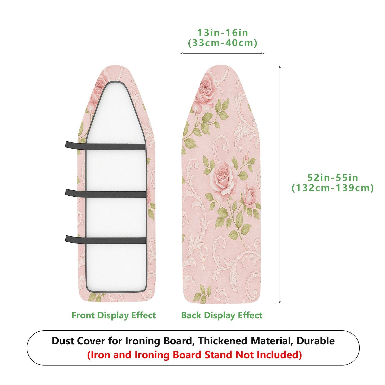 1-Piece Pink Floral Elegant  Ironing Board Cover, Universal Size, Without Board