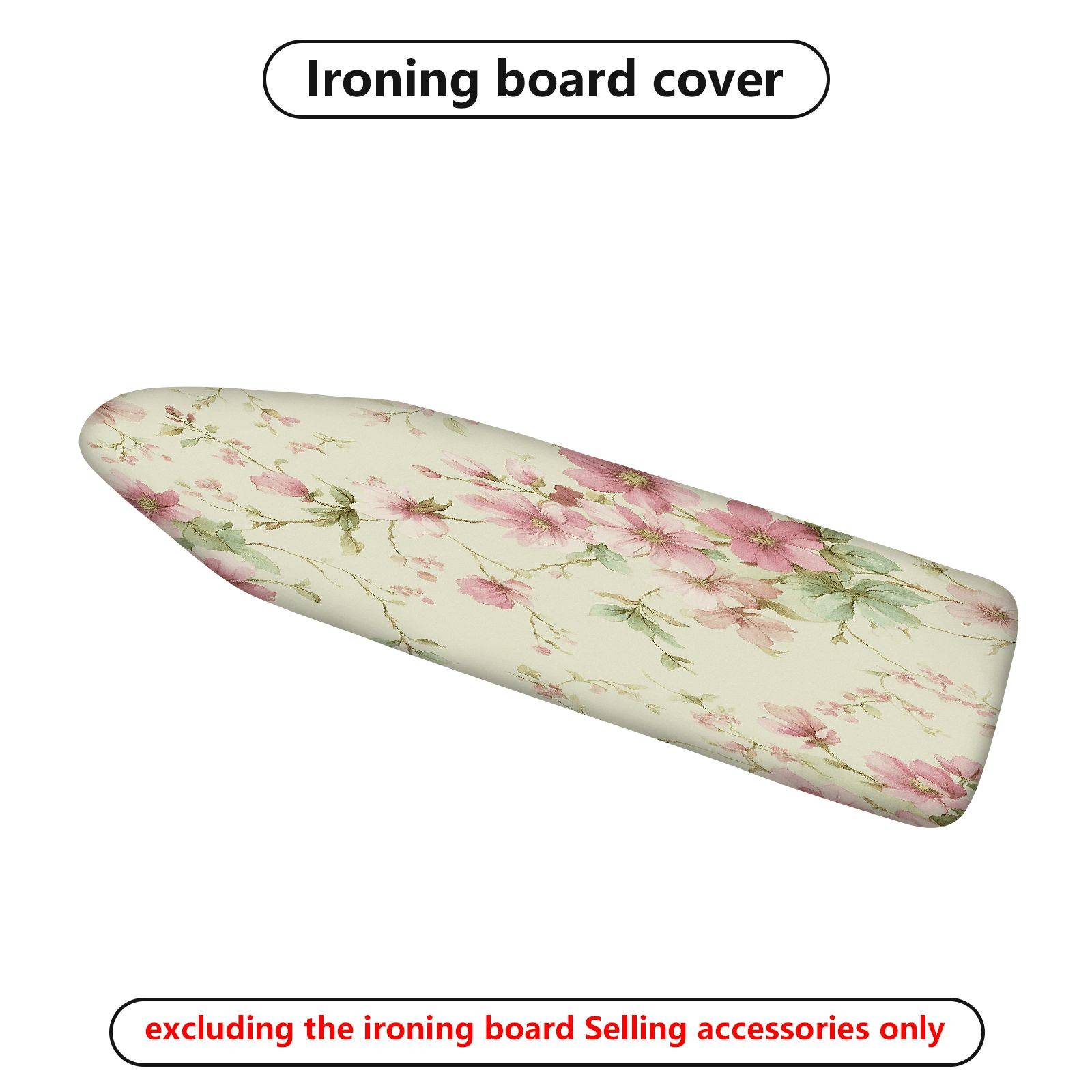 1-Piece Floral Pink Green Elegant  Ironing Board Cover, Universal Size, Without Board