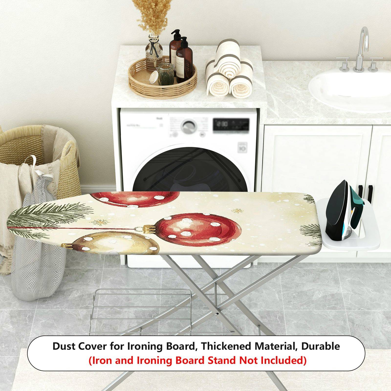 1-Piece Christmas Ornaments Pine Tree Snowfall  Ironing Board Cover, Universal Size, Without Board