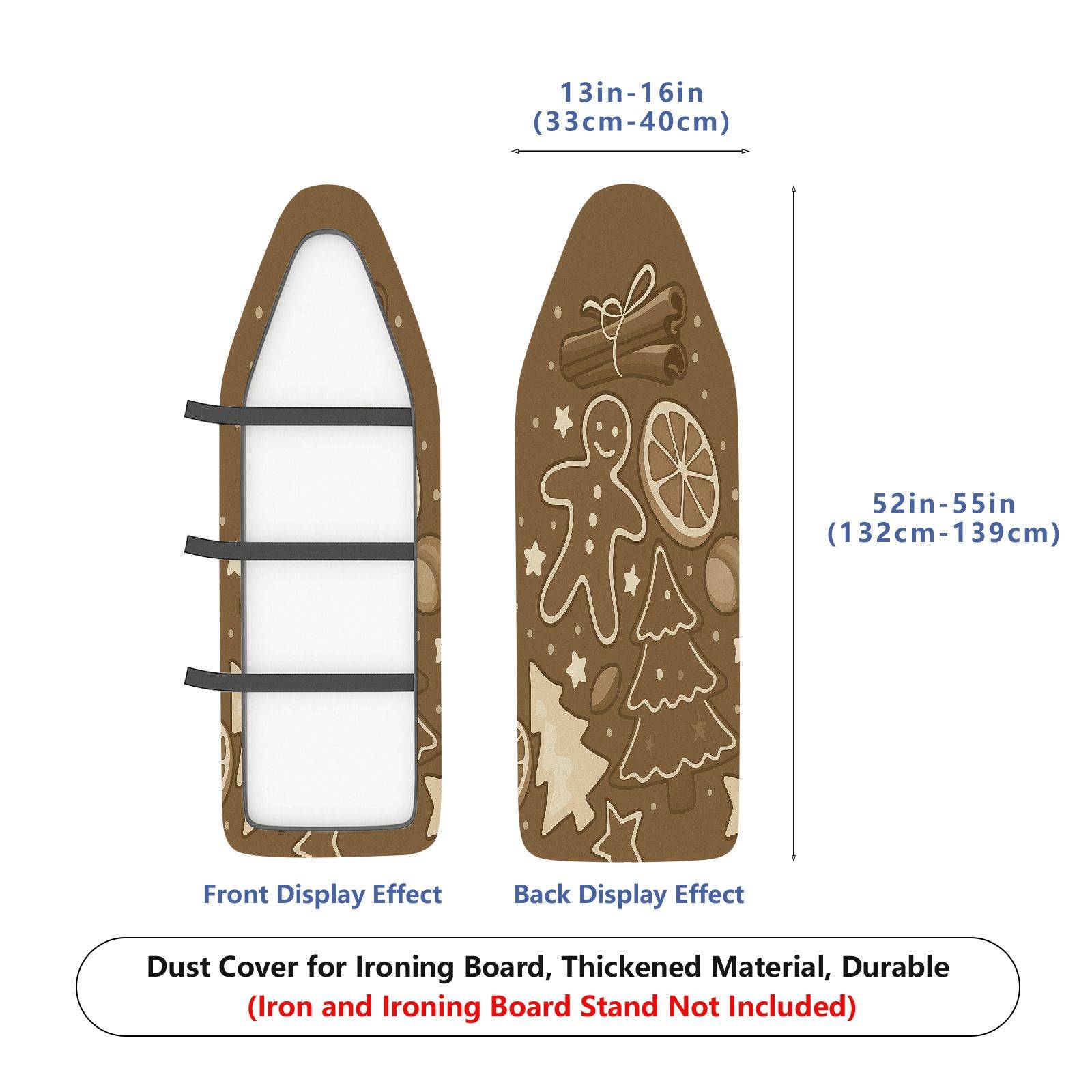 1-Piece Gingerbread Christmas Tree Cinnamon  Ironing Board Cover, Universal Size, Without Board