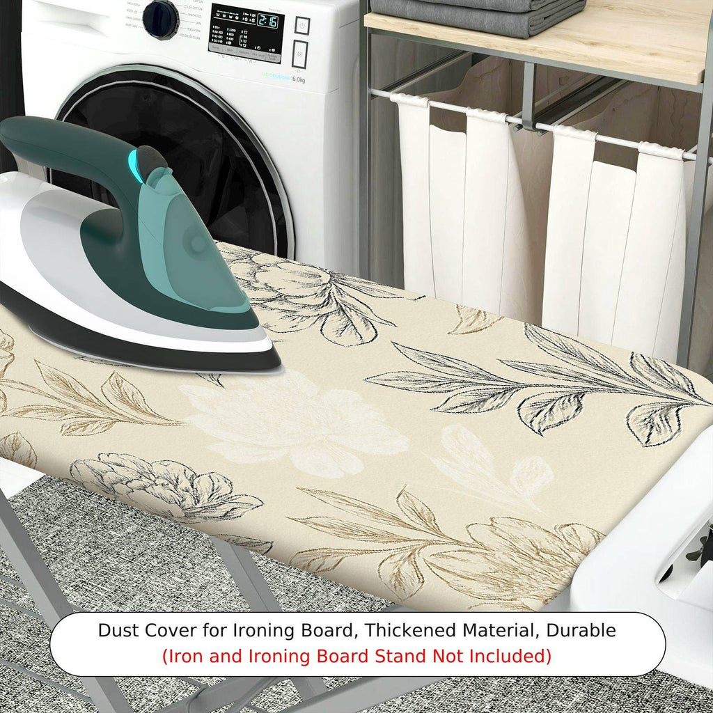 1-Piece Floral Pattern Beige Leaf  Ironing Board Cover, Universal Size, Without Board
