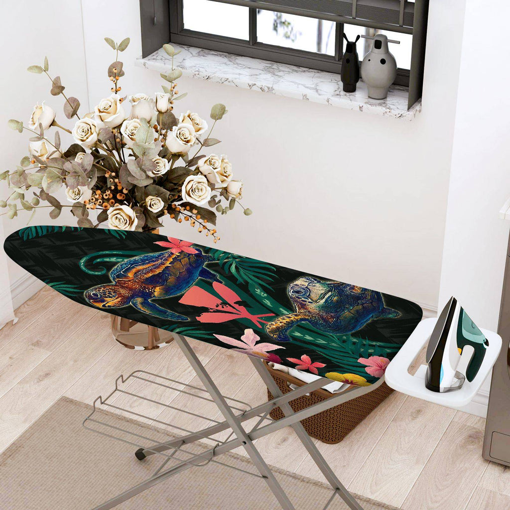 1-Piece Floral Turtle Ocean  Ironing Board Cover, Universal Size, Without Board