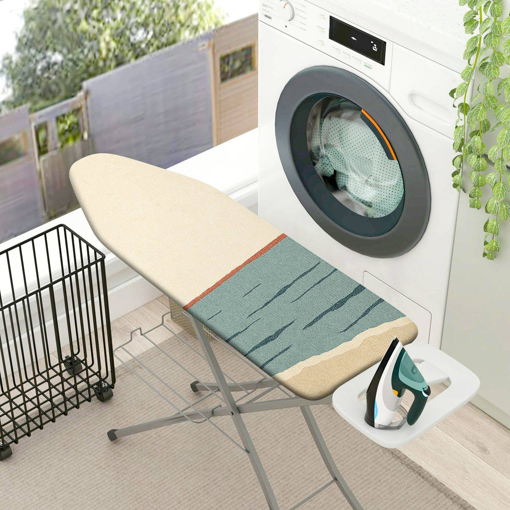 1-Piece Geometric Art Blue Beige  Ironing Board Cover, Universal Size, Without Board