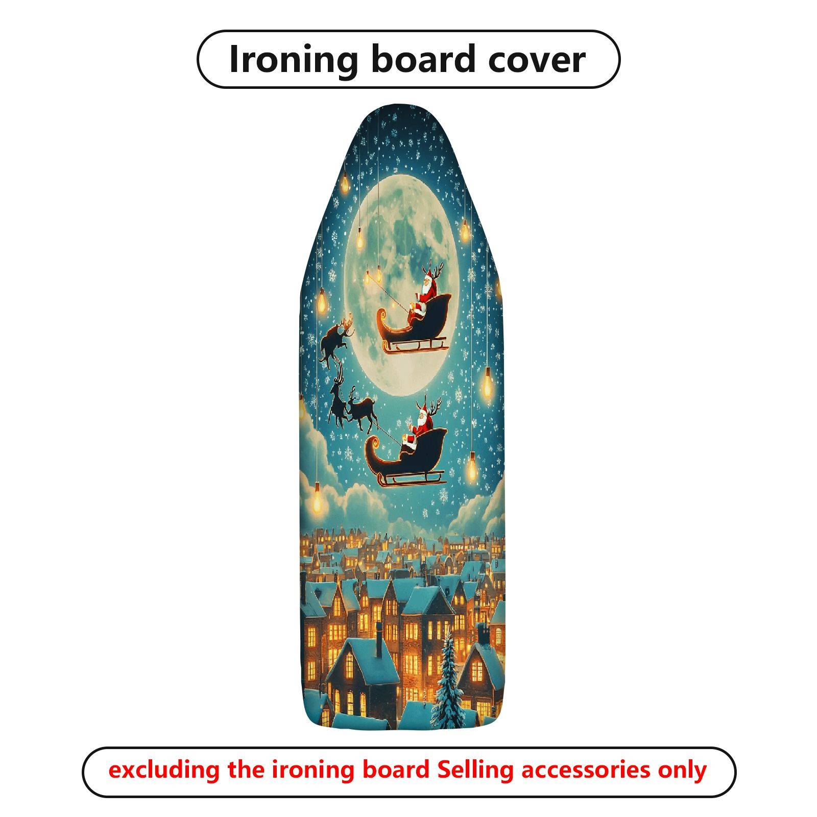 1-Piece Christmas Santa Reindeer Moon  Ironing Board Cover, Universal Size, Without Board