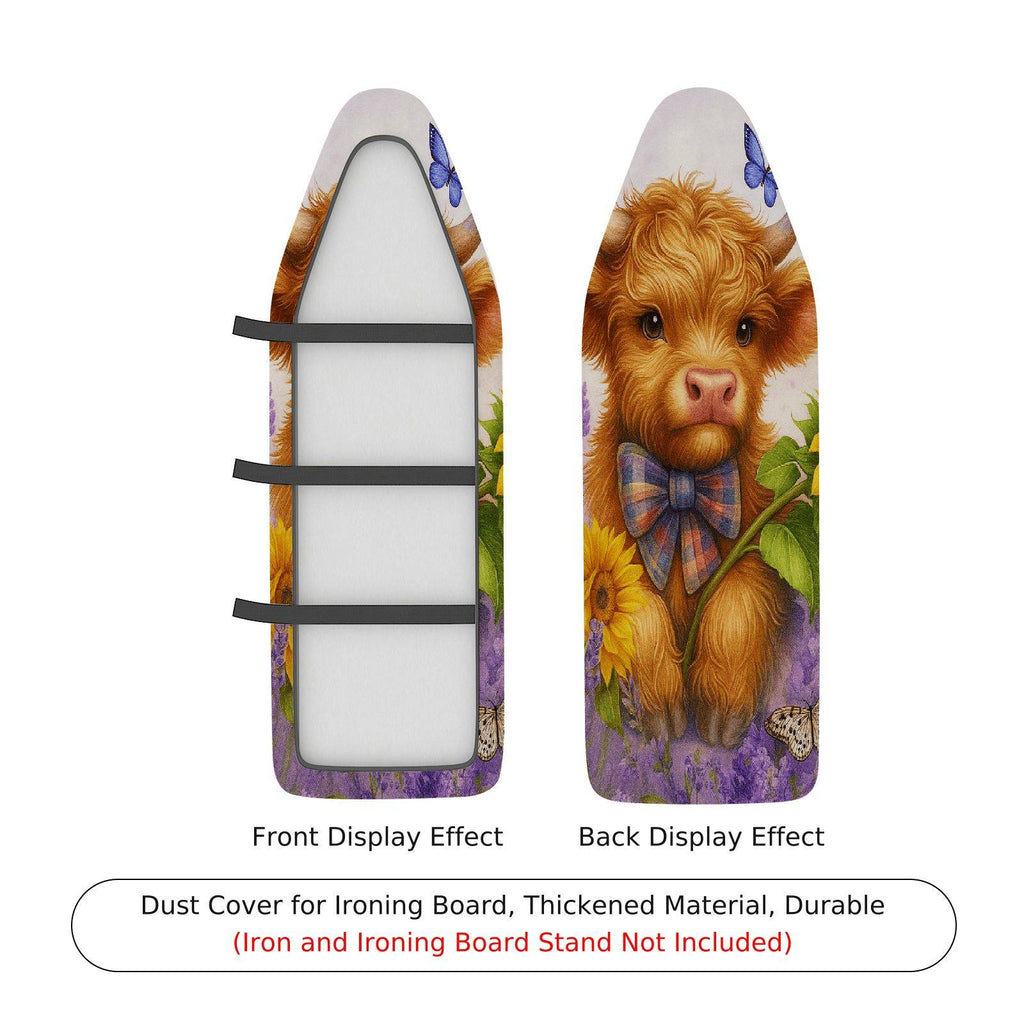 1-Piece Cow Art Floral Animal  Ironing Board Cover, Universal Size, Without Board