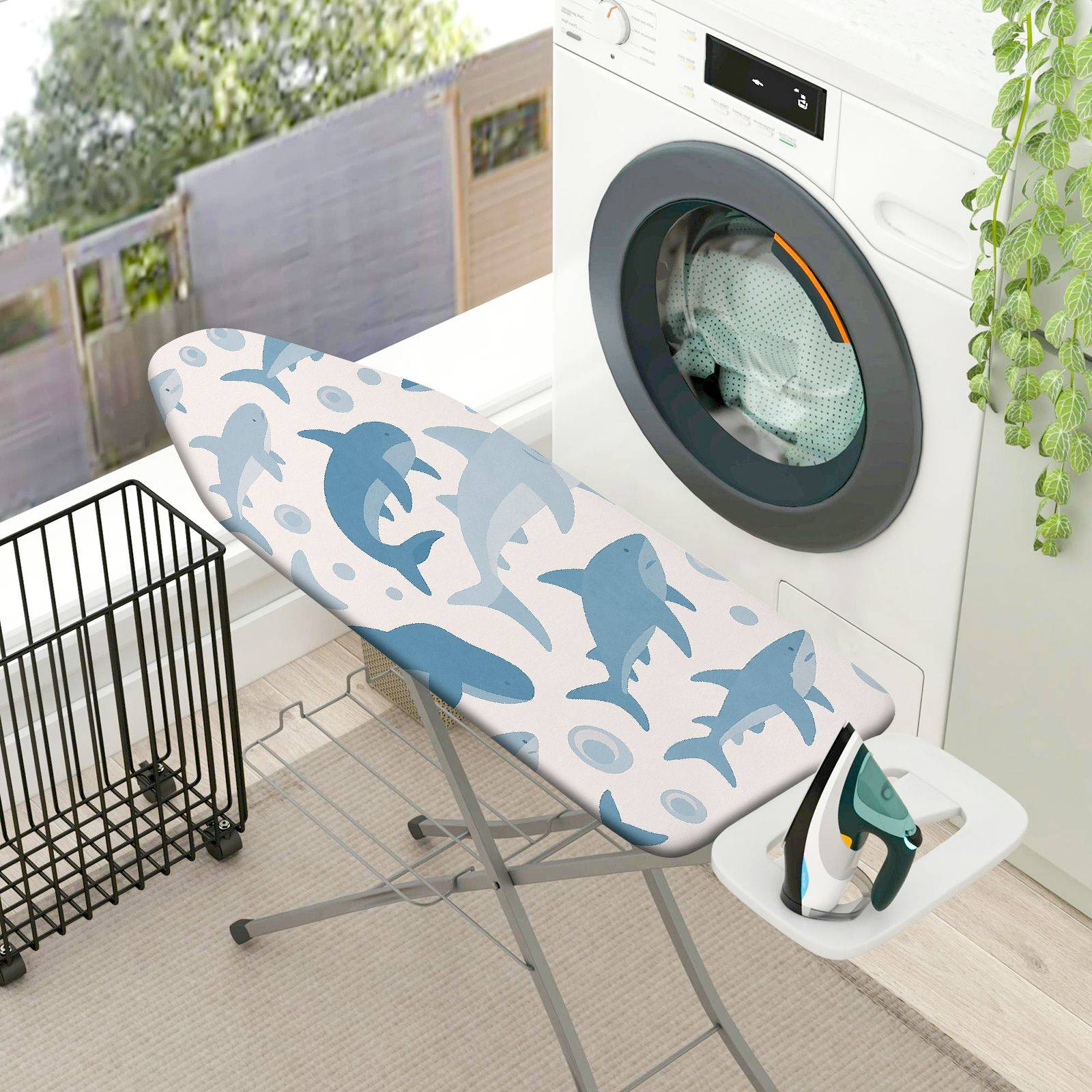 1-Piece Ocean Aquatic Dolphin  Ironing Board Cover, Universal Size, Without Board
