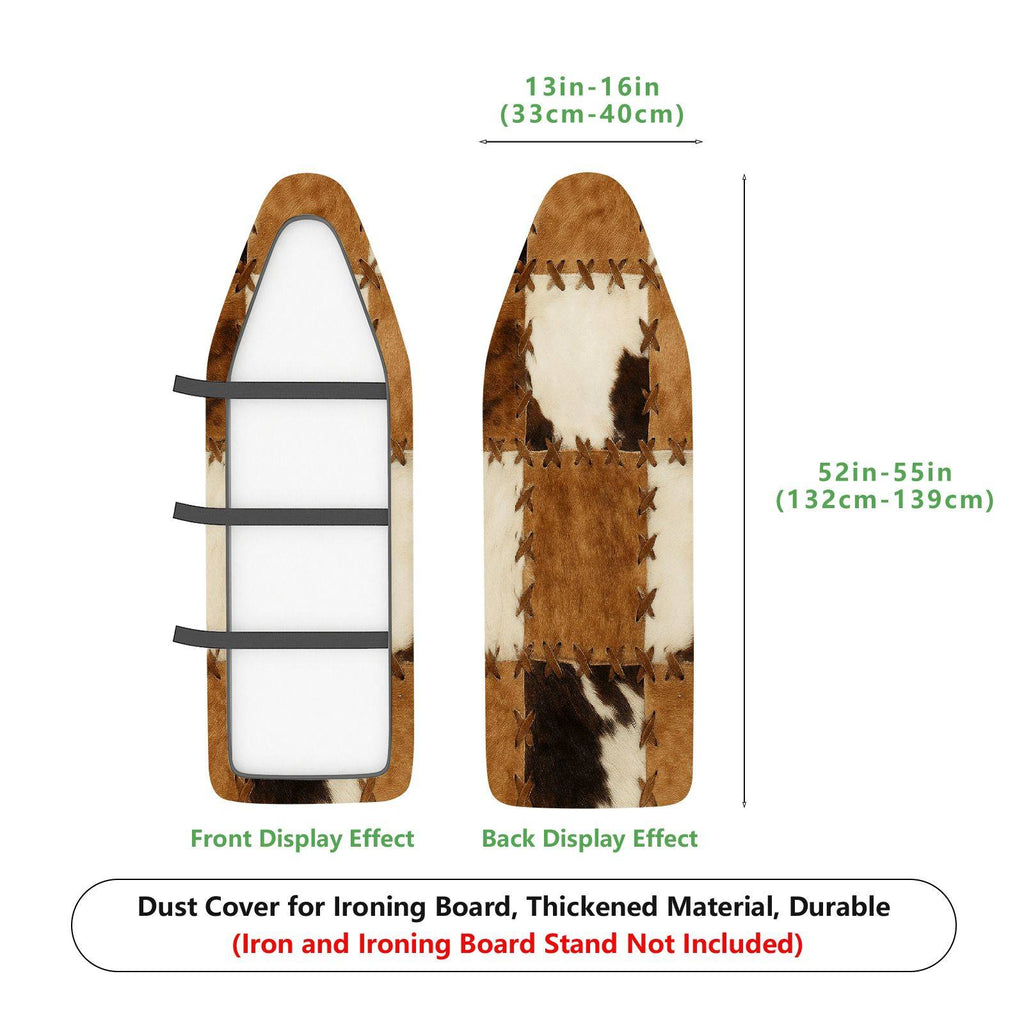 1-Piece Cowhide Pattern Brown Beige Checkered  Ironing Board Cover, Universal Size, Without Board
