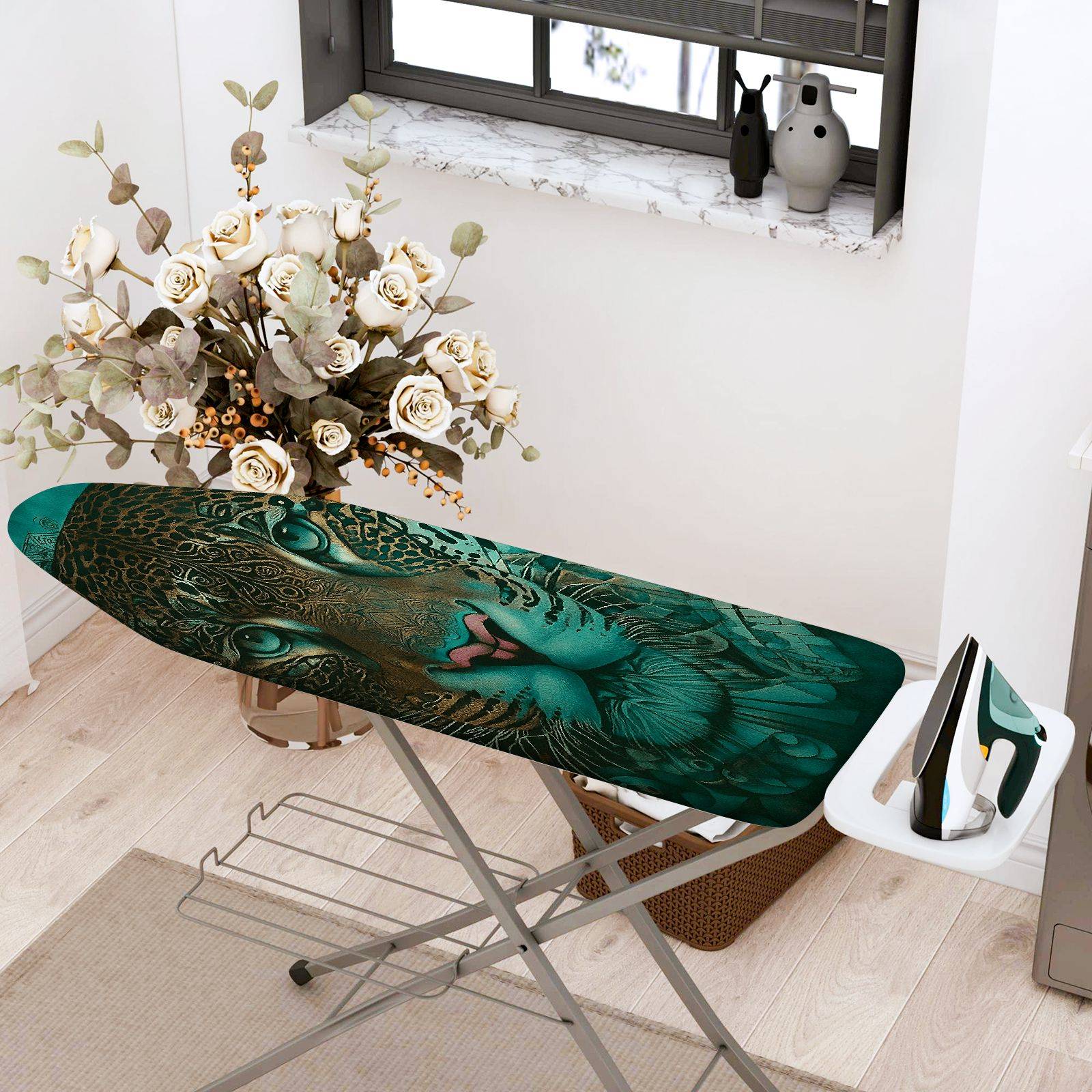1-Piece Leopard Animal Art  Ironing Board Cover, Universal Size, Without Board