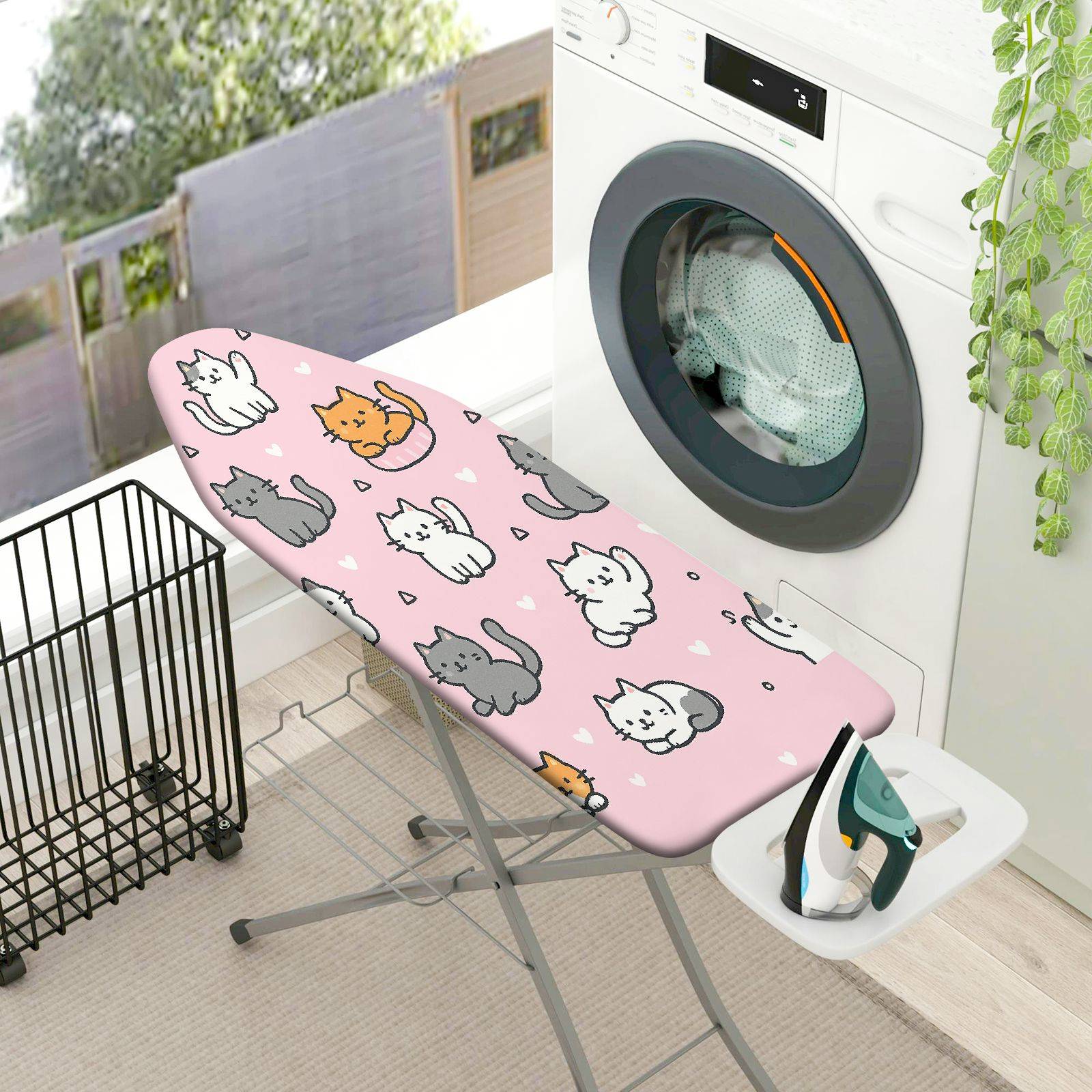 1-Piece Cute Cat Heart Pink  Ironing Board Cover, Universal Size, Without Board