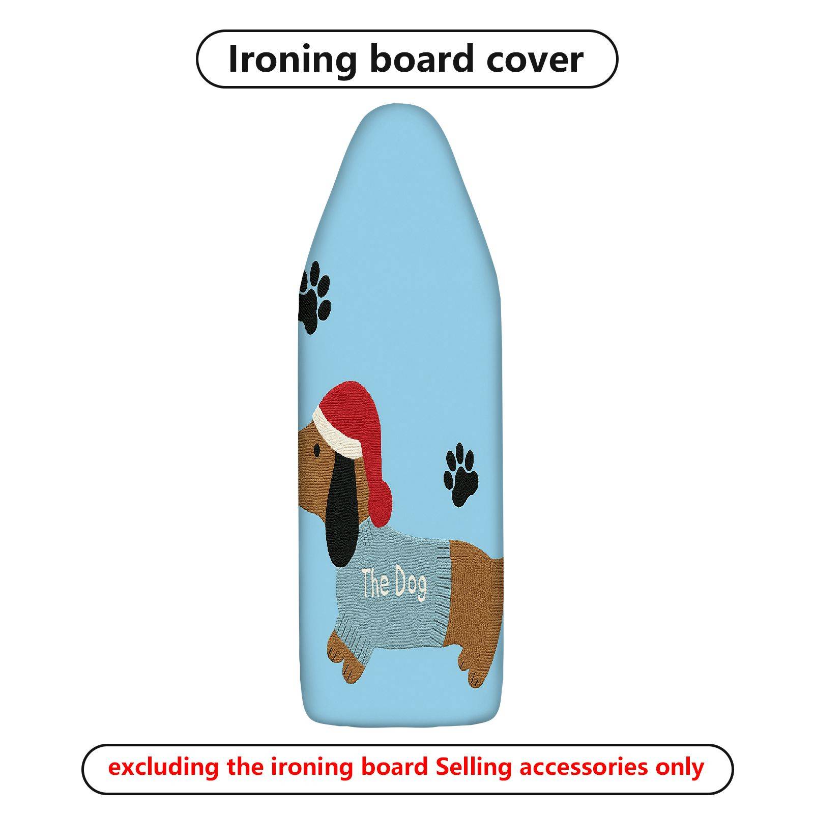 1-Piece Dog Paw Santa Christmas  Ironing Board Cover, Universal Size, Without Board