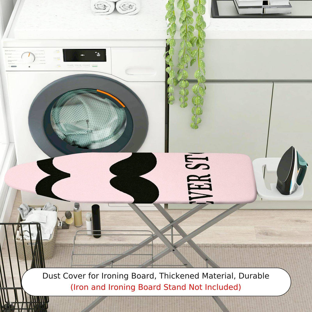 1-Piece Pink Black Mustache  Ironing Board Cover, Universal Size, Without Board
