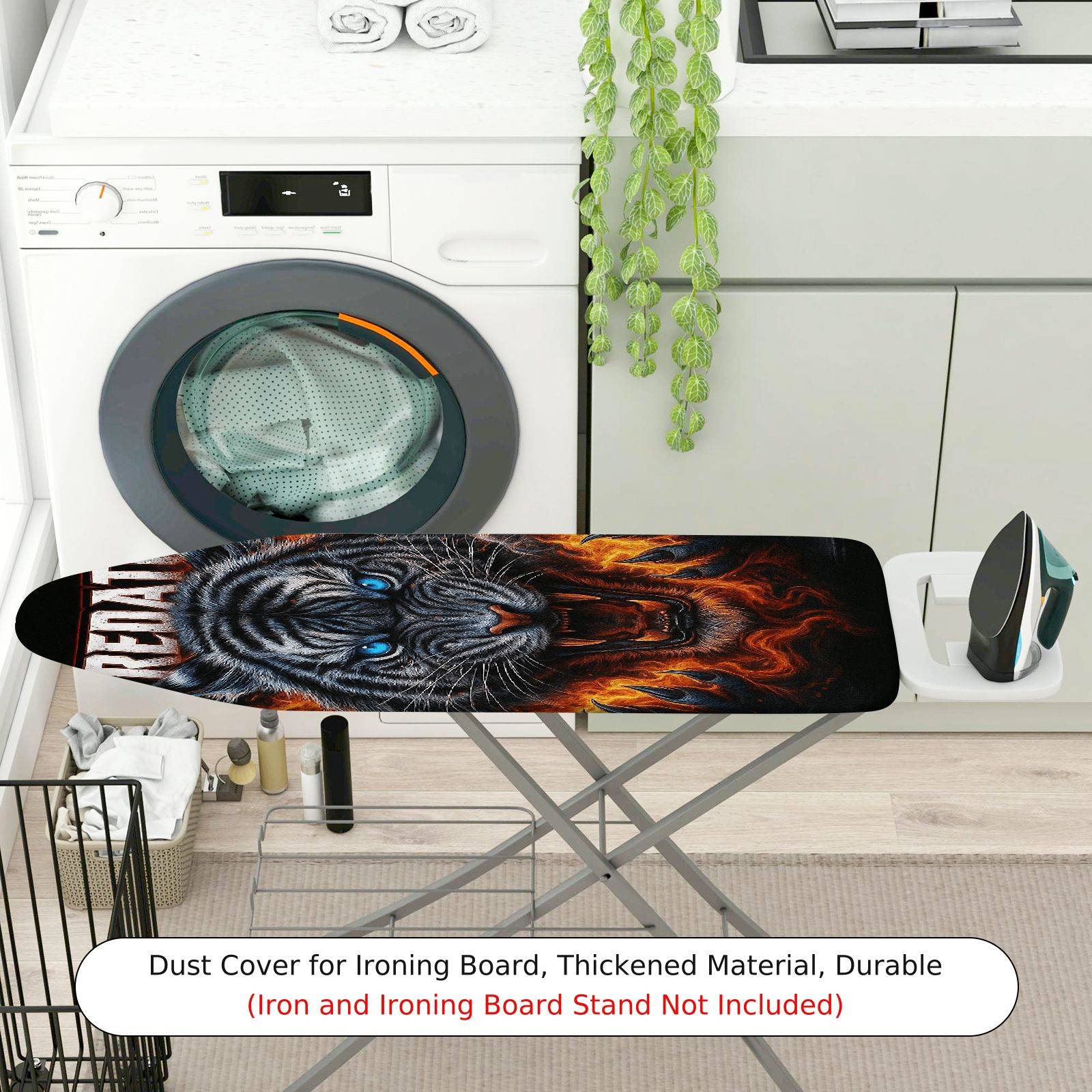 1-Piece Tiger Fire Animal  Ironing Board Cover, Universal Size, Without Board